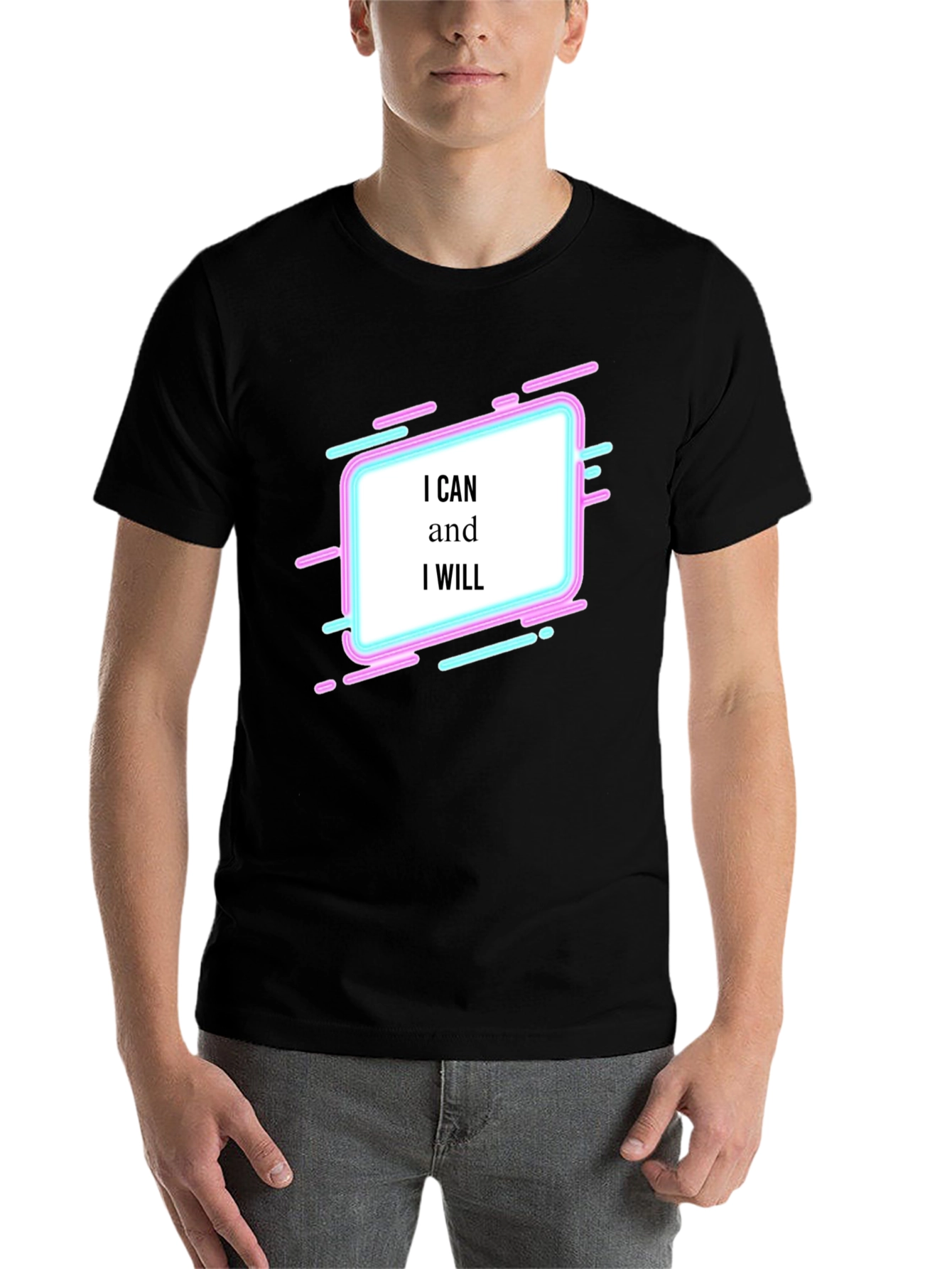 Black Motivational Graphic Tee - I Can and I Will T-Shirt view 7