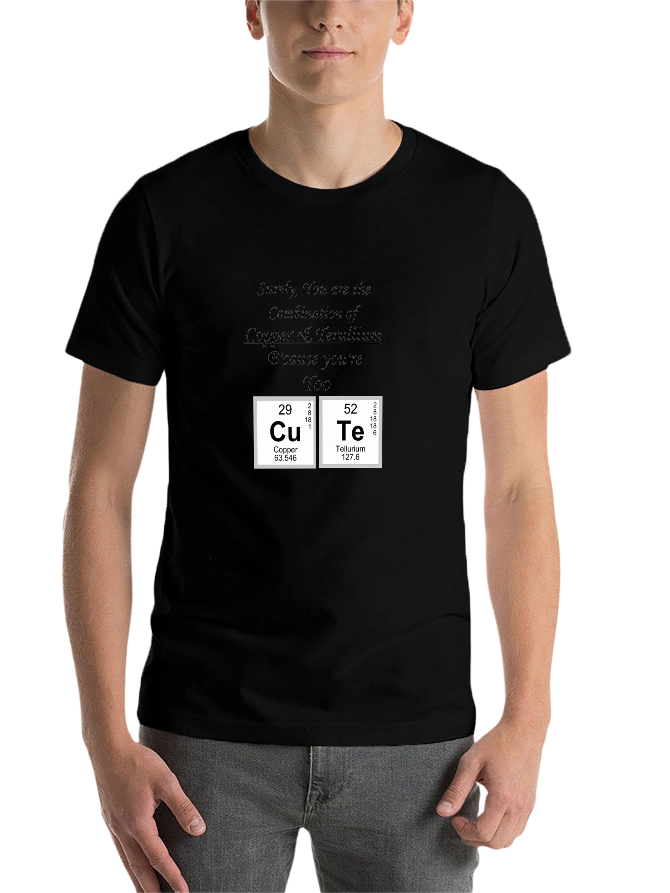 Black Cute Copper Tellurium Periodic Table T-Shirt view 7