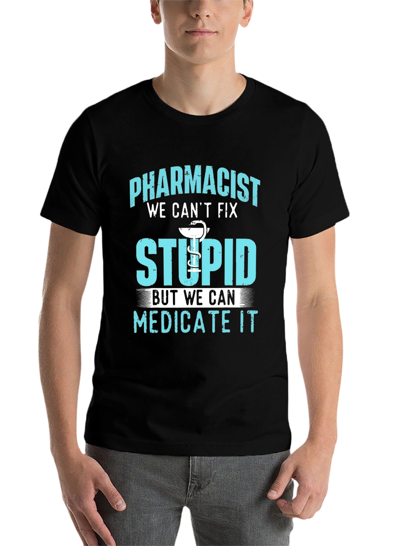 Black Pharmacist Funny T-Shirt Medicate Stupid view 7