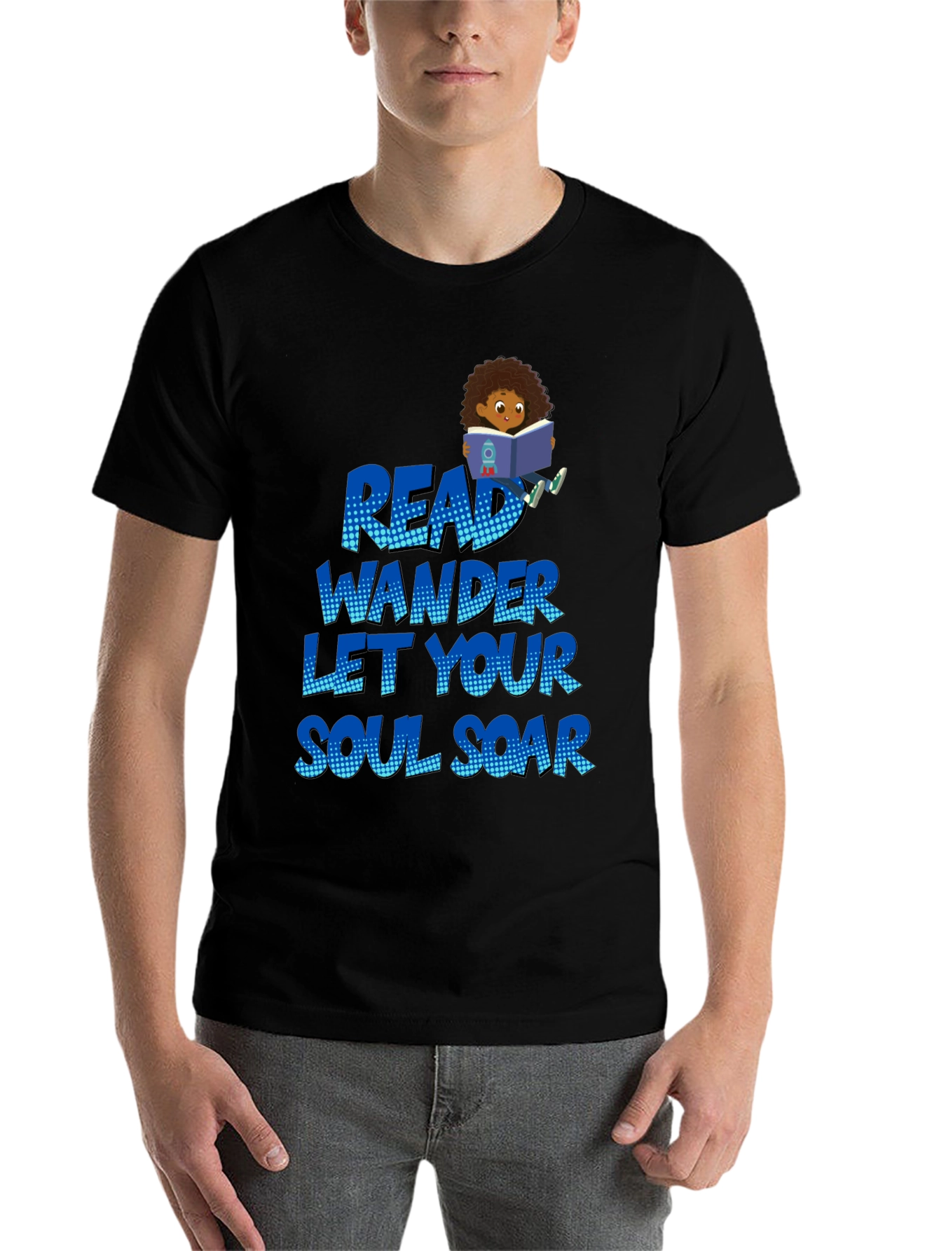 Black Read Wander Soul Soar Black T-Shirt view 7