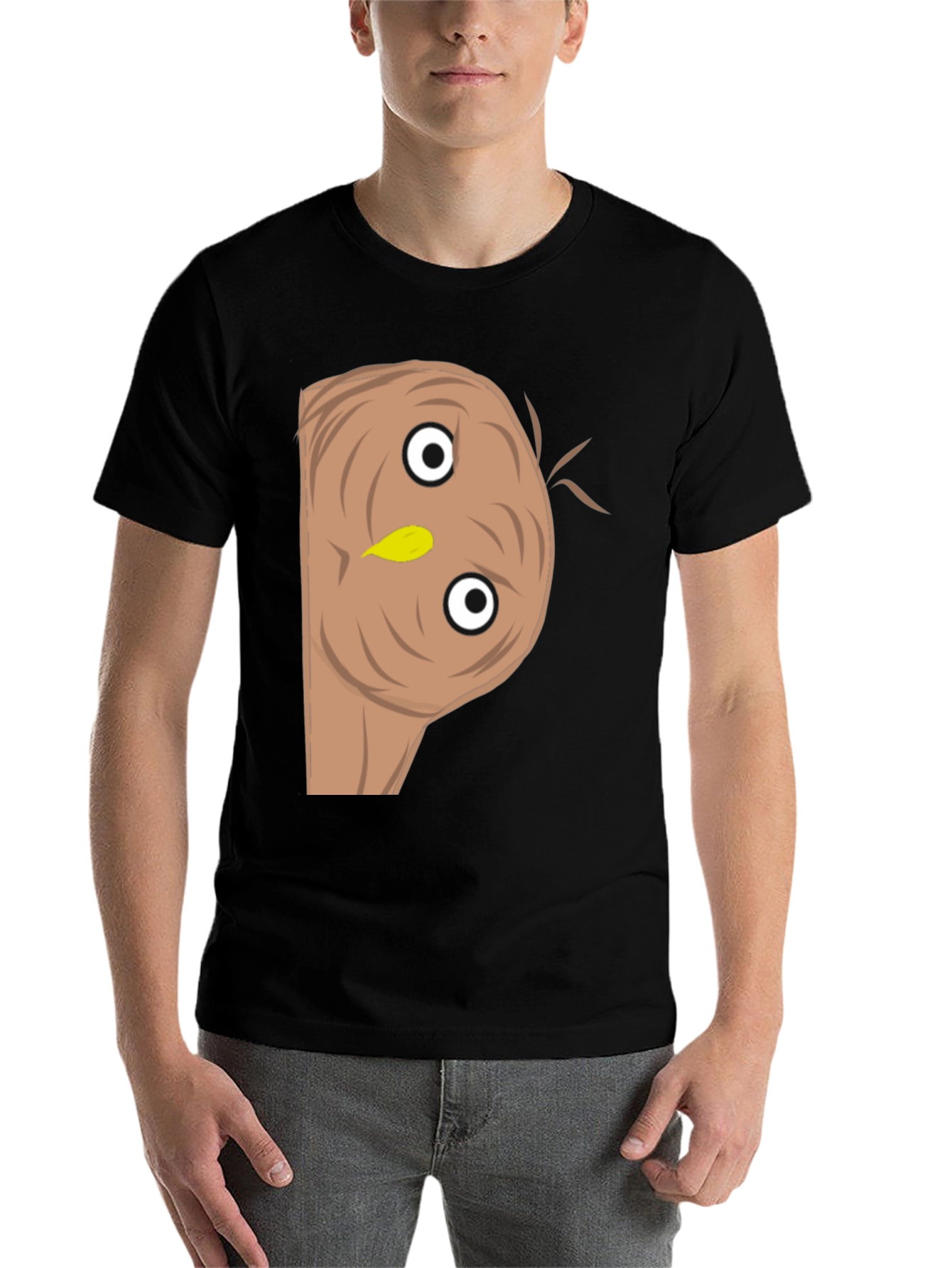 Black Funny Upside Down Owl Graphic Tee view 7