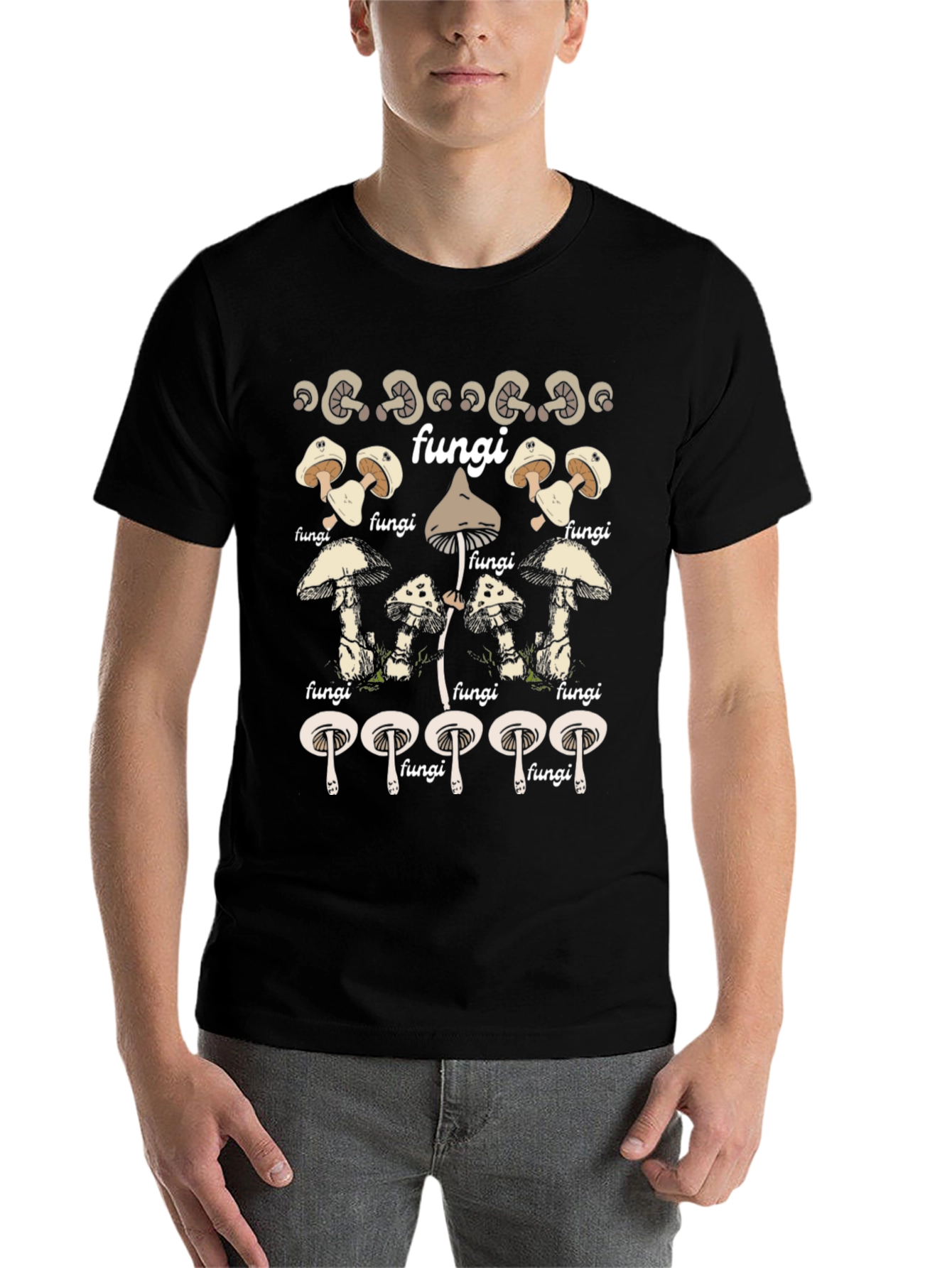 Black Fungi Graphic Tee - Unique Mushroom Design T-Shirt view 7