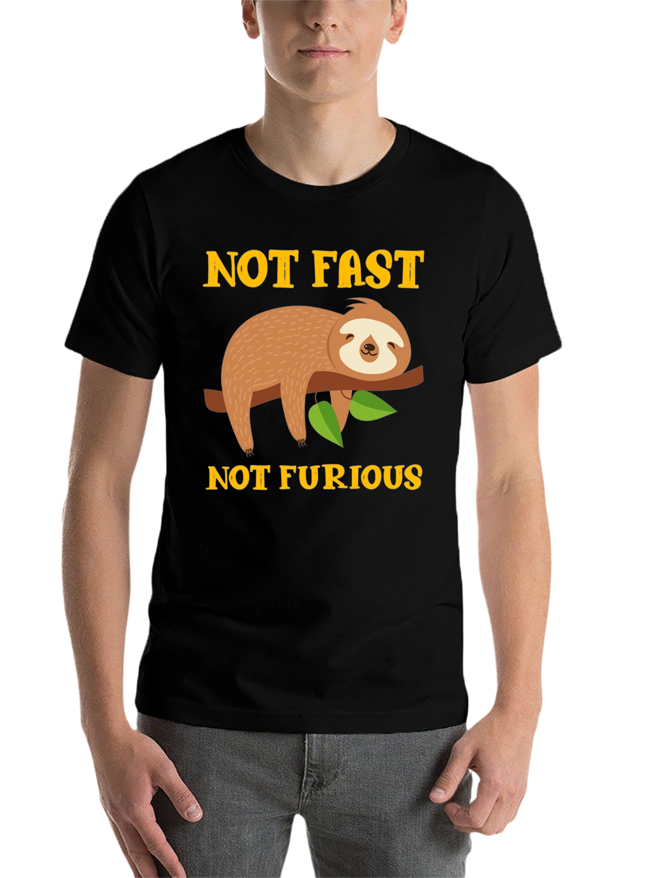 Black Not Fast Not Furious Sloth Graphic Tee view 7