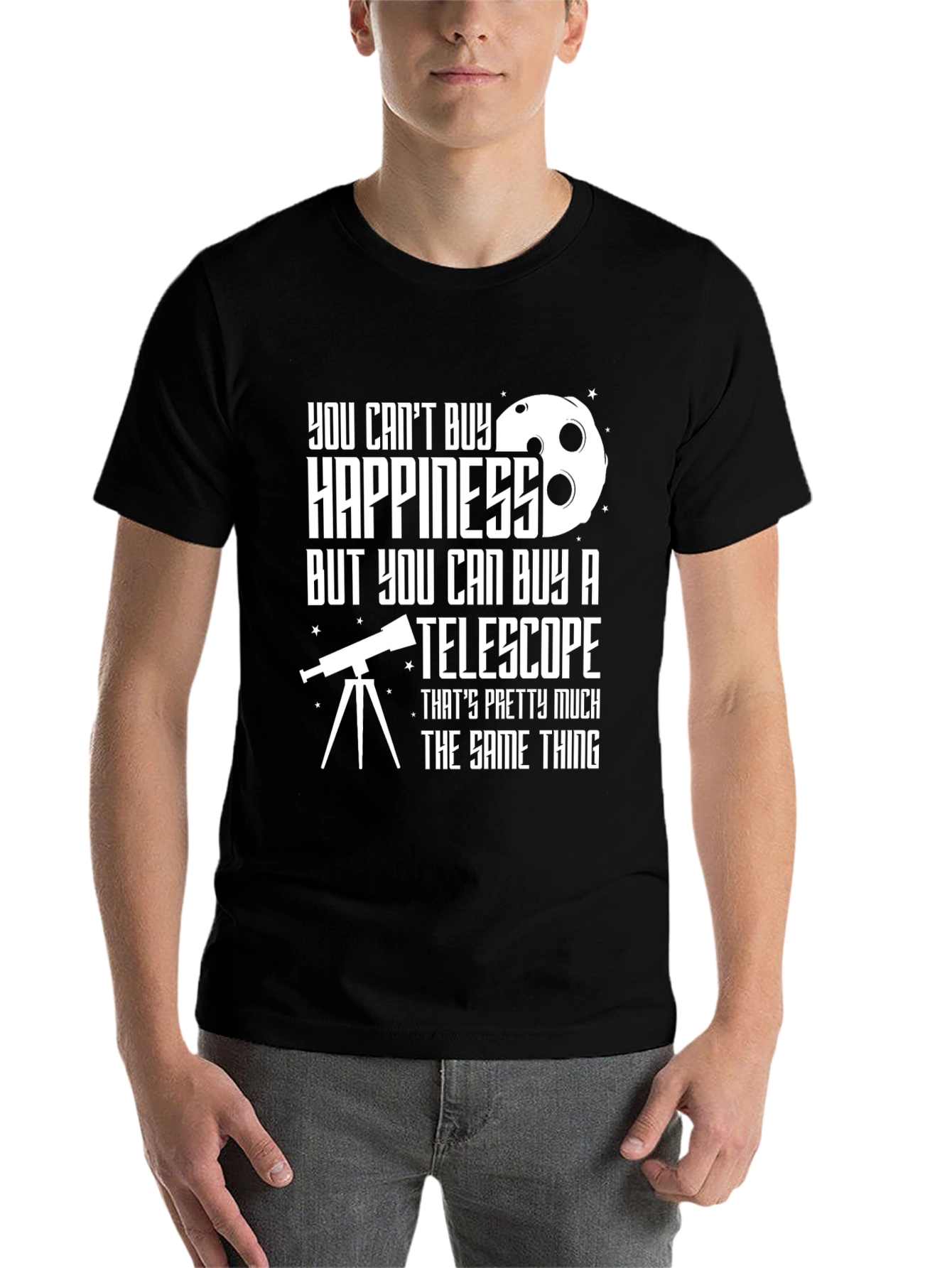 Black Telescope T-Shirt: Buy a Telescope, Buy Happiness view 7