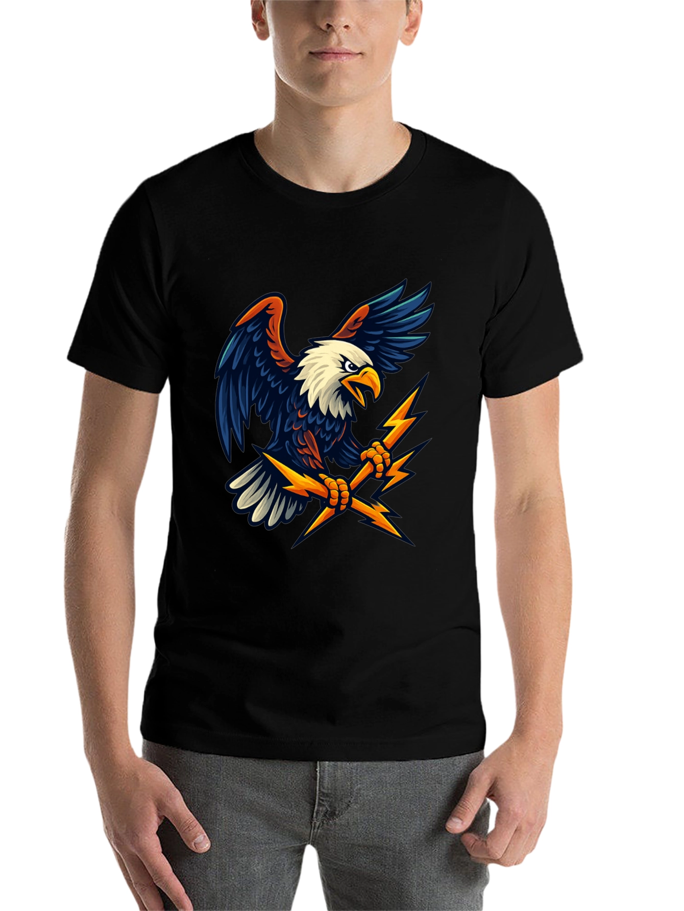 Black Eagle Lightning Bolt Graphic T-Shirt view 7