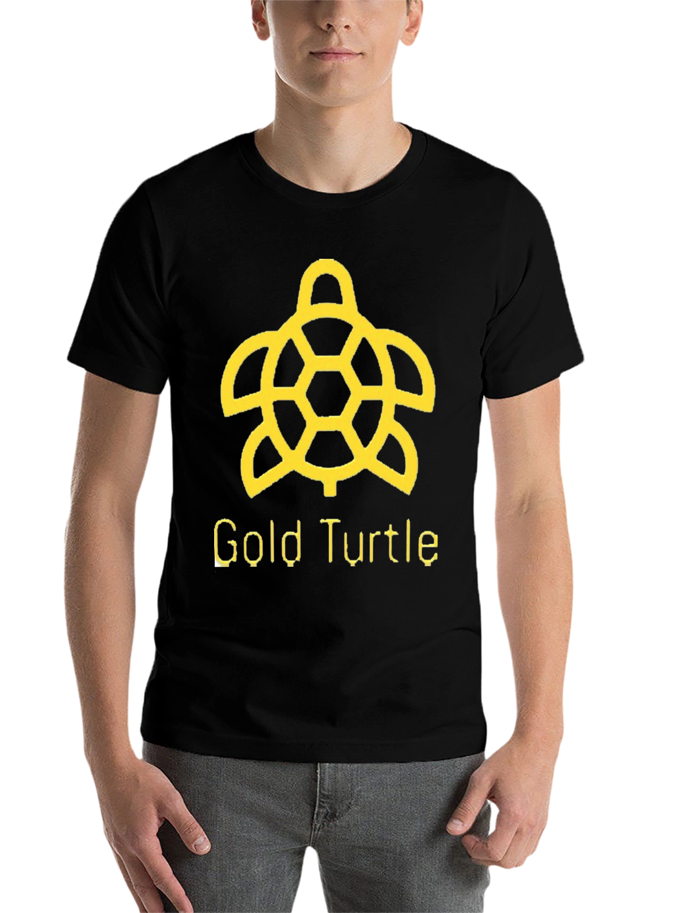 Black Gold Turtle Graphic Tee - Black Cotton T-Shirt view 7