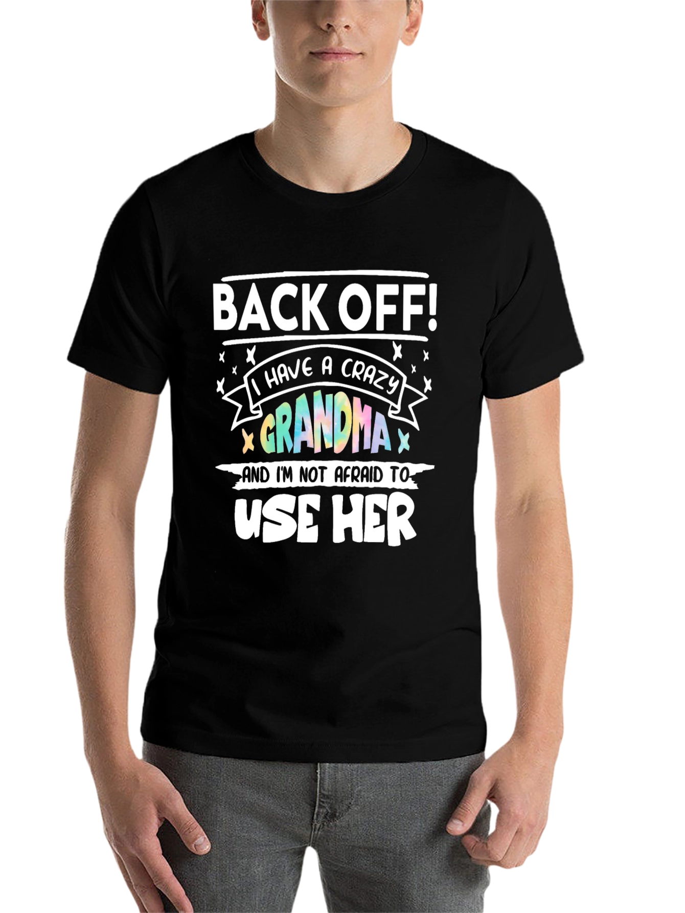 Black Crazy Grandma T-Shirt - Protective Grandchild Apparel view 7