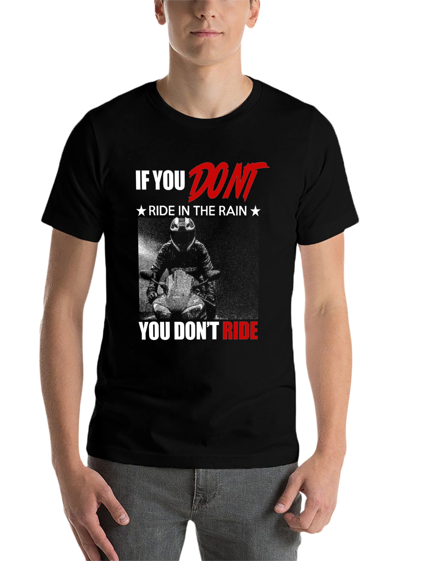 Black Riding in the Rain T-Shirt - Motorcycle Biker Tee view 7