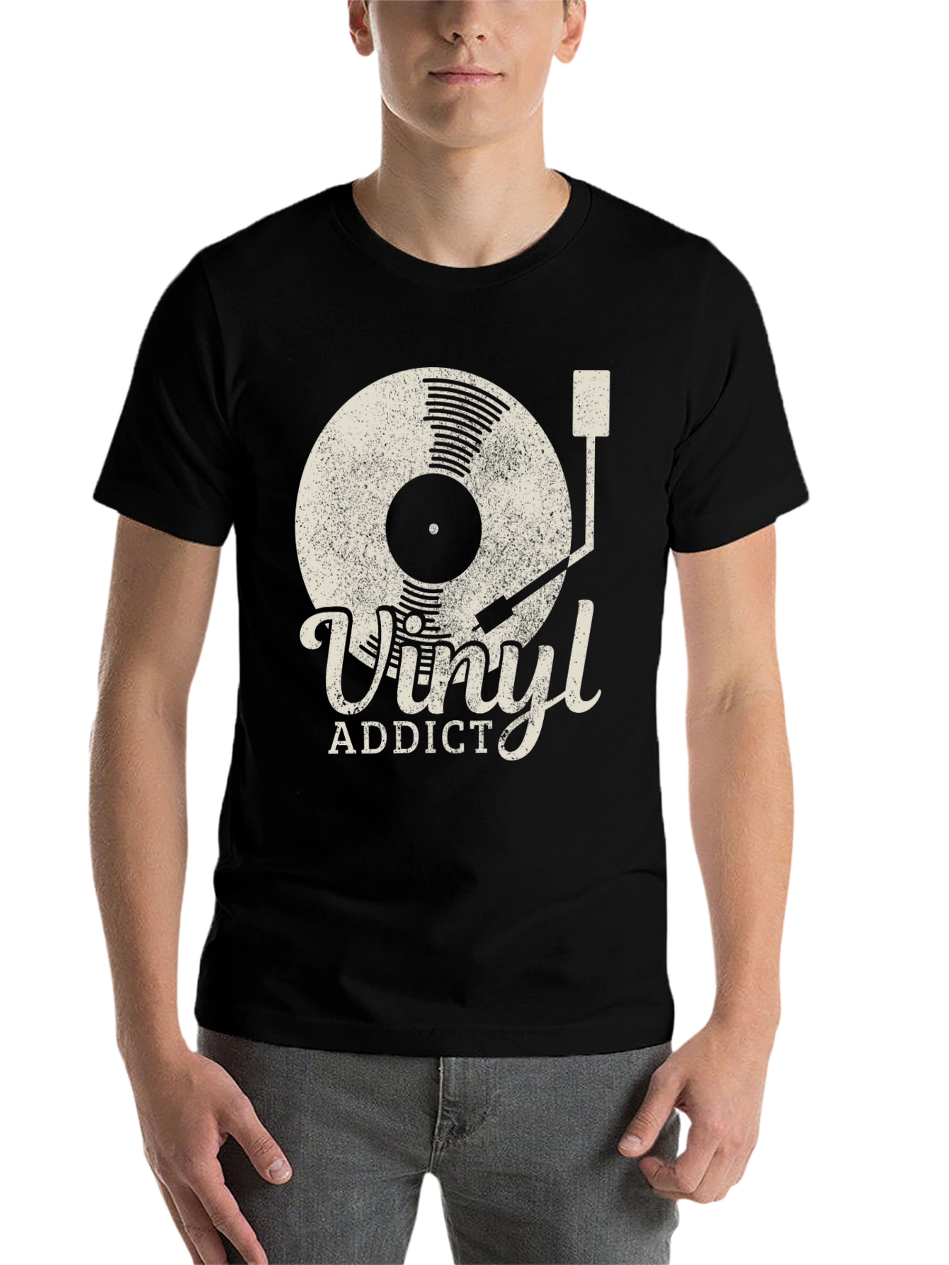 Black Vinyl Addict T-Shirt Retro Style Music Lover Tee view 7