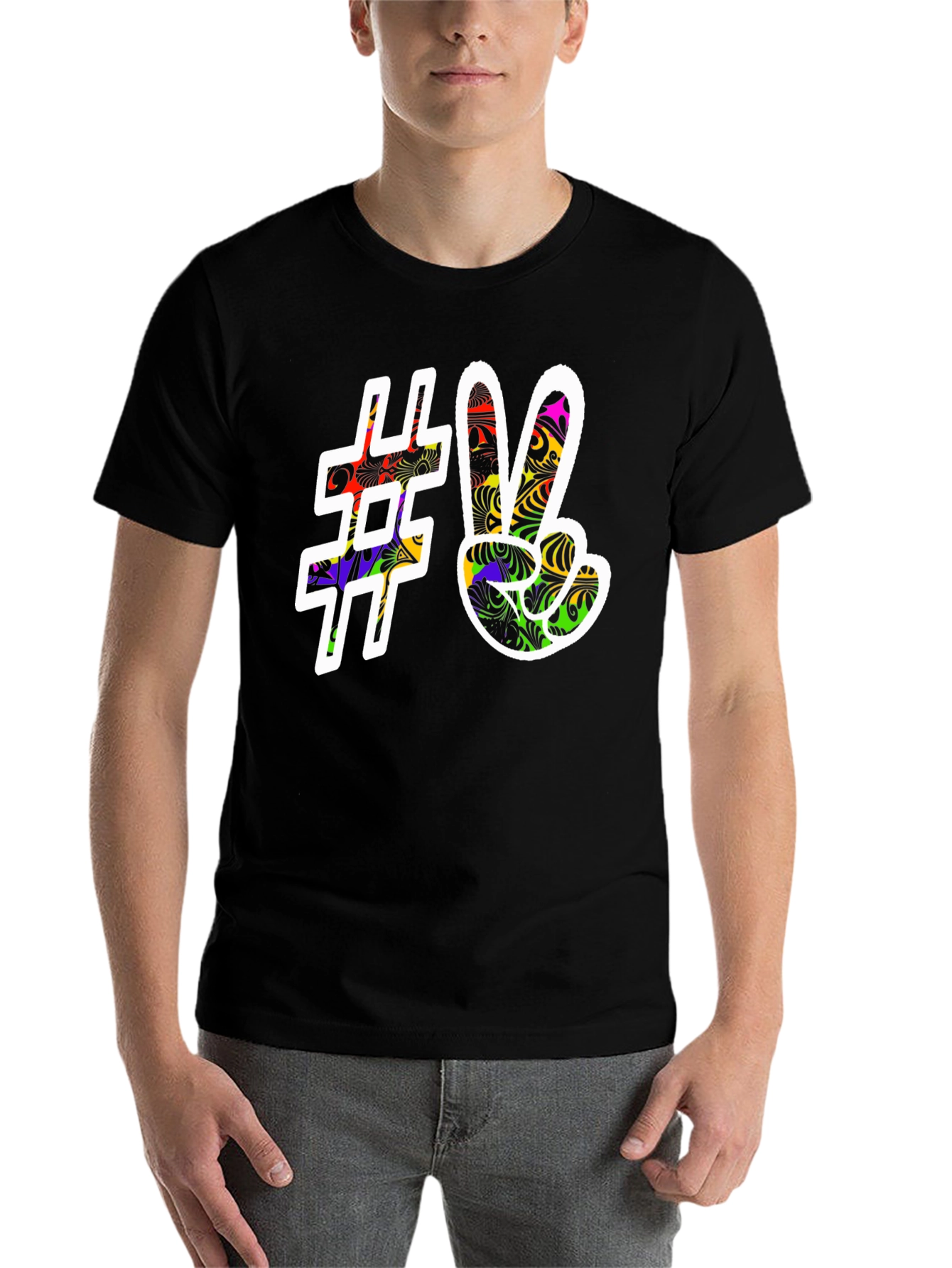 Black Peace Sign Graphic Tee - Black view 7