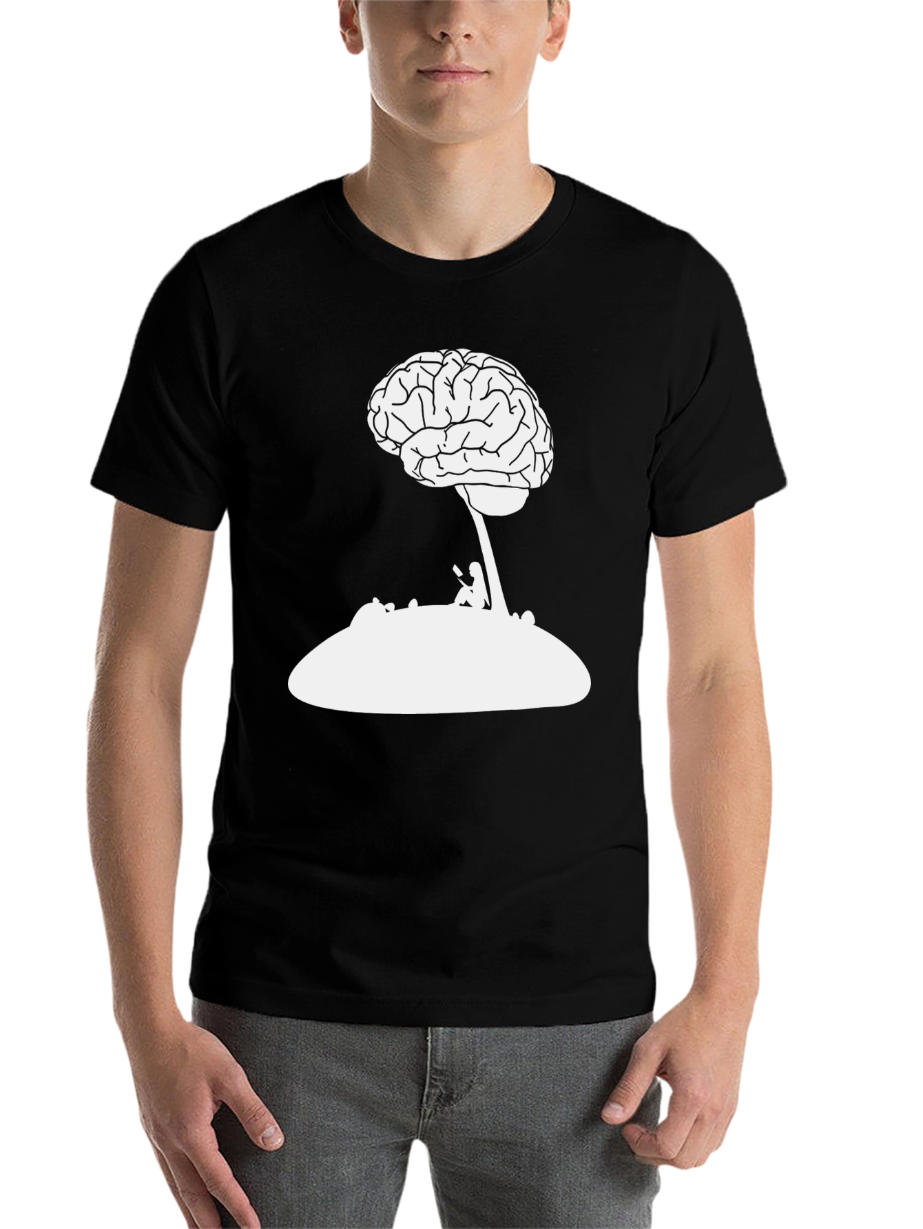 Black Brainy Black Tee - Thinker's Delight view 7