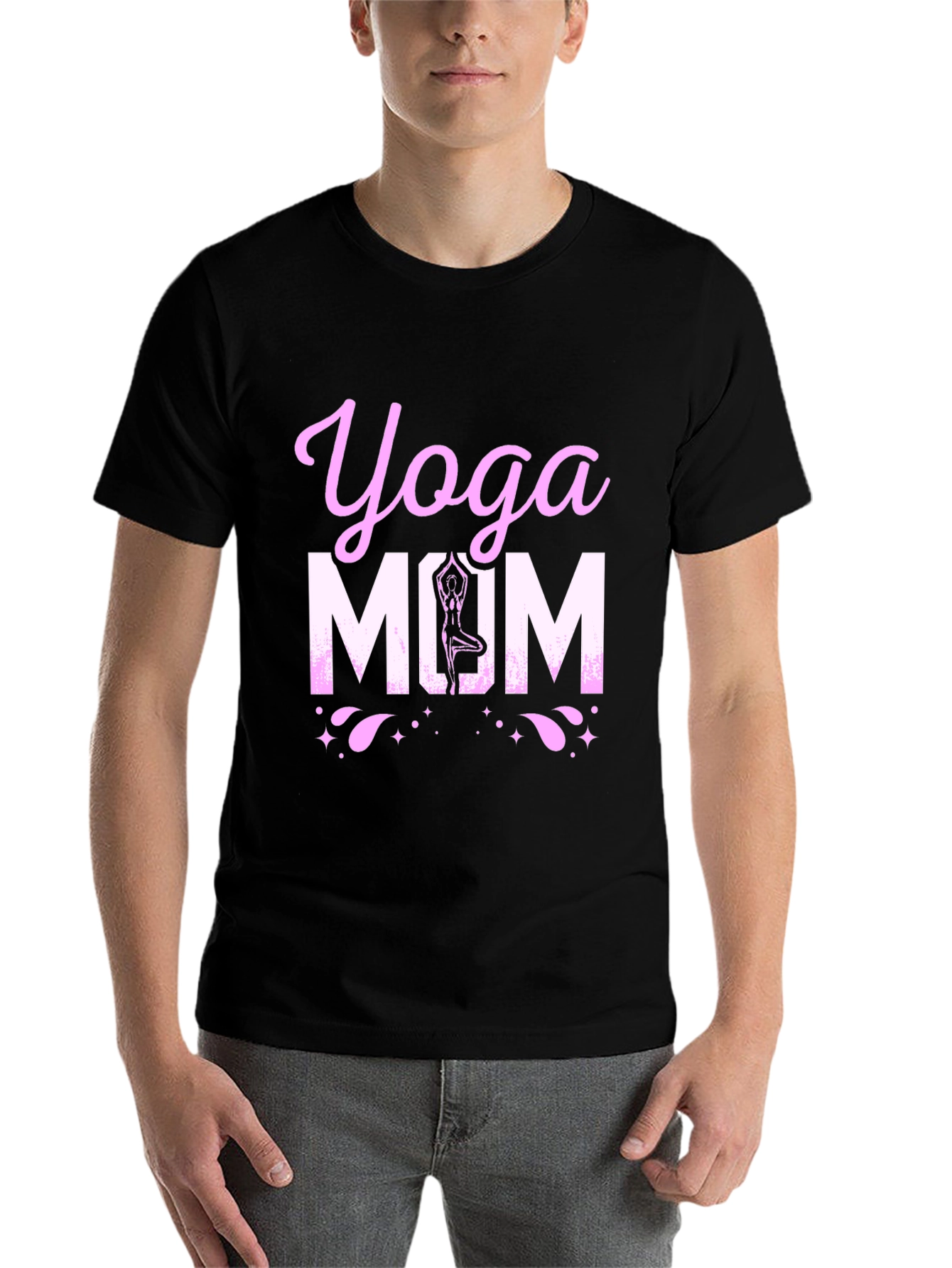Black Yoga Mom Black Graphic T-Shirt view 7
