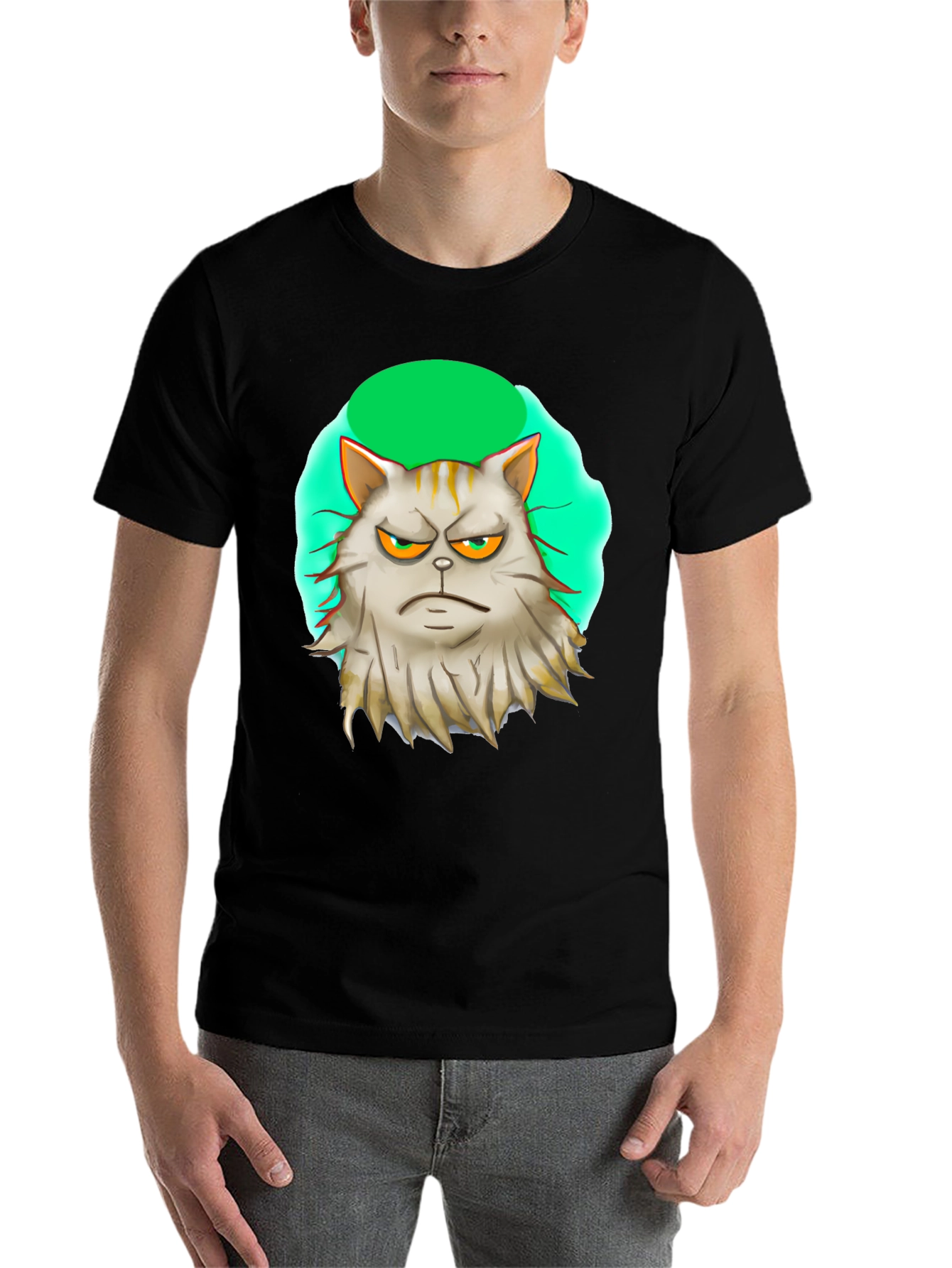 Black Grumpy Cat T-Shirt - Unique Graphic Tee view 7