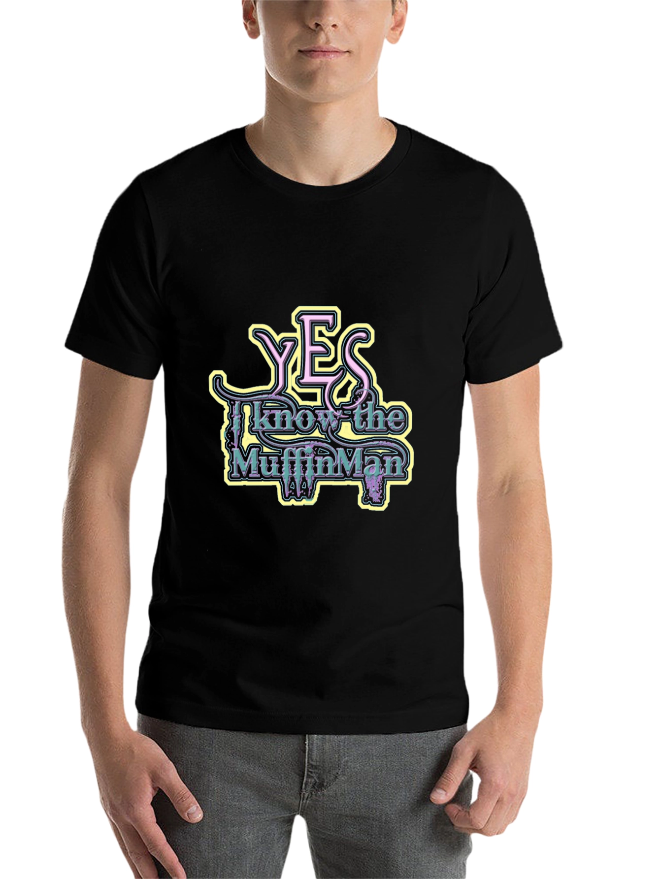 Black Yes I Know The Muffin Man Graphic Tee view 7