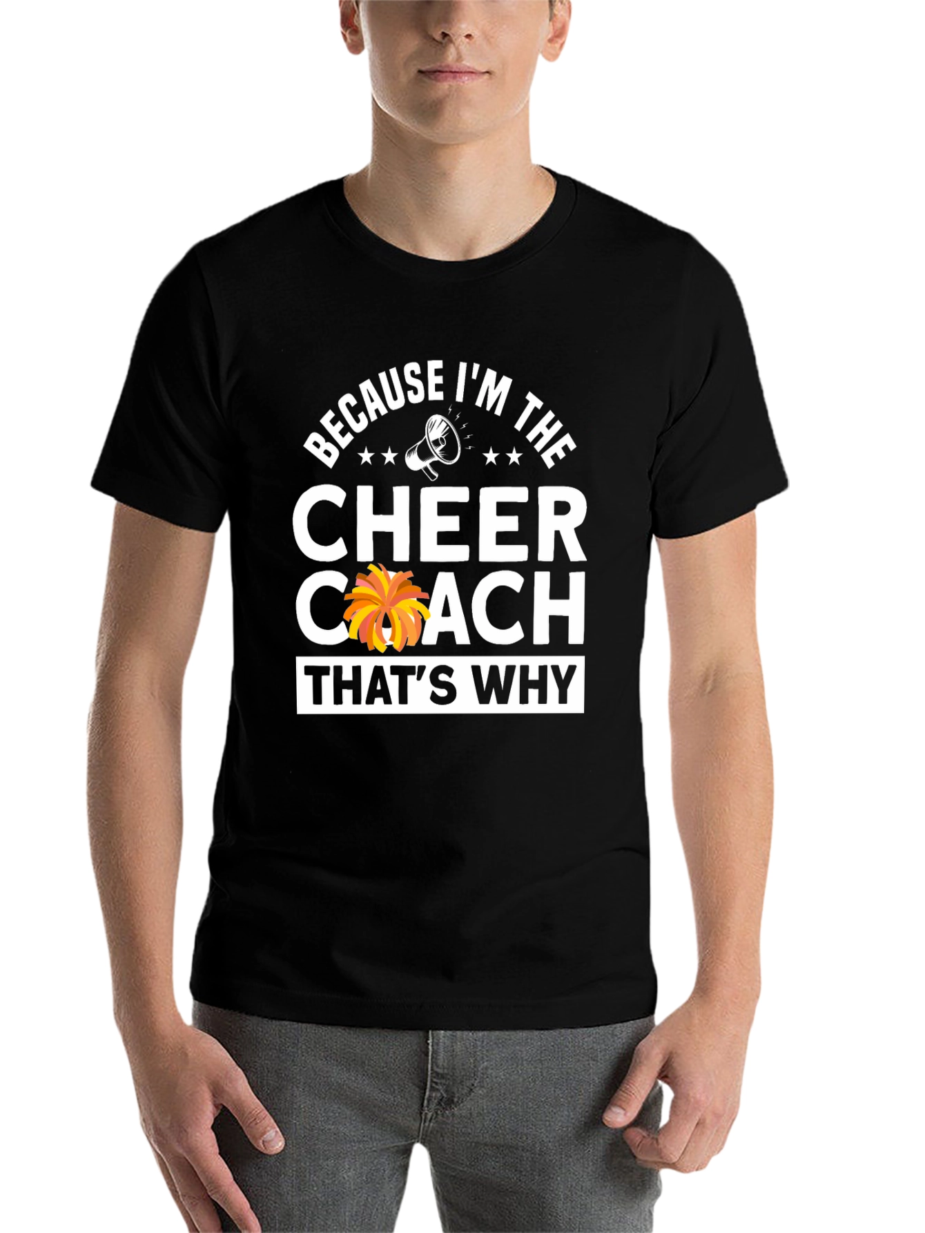 Black Cheer Coach T-Shirt: Because I'm The Cheer Coach! view 7