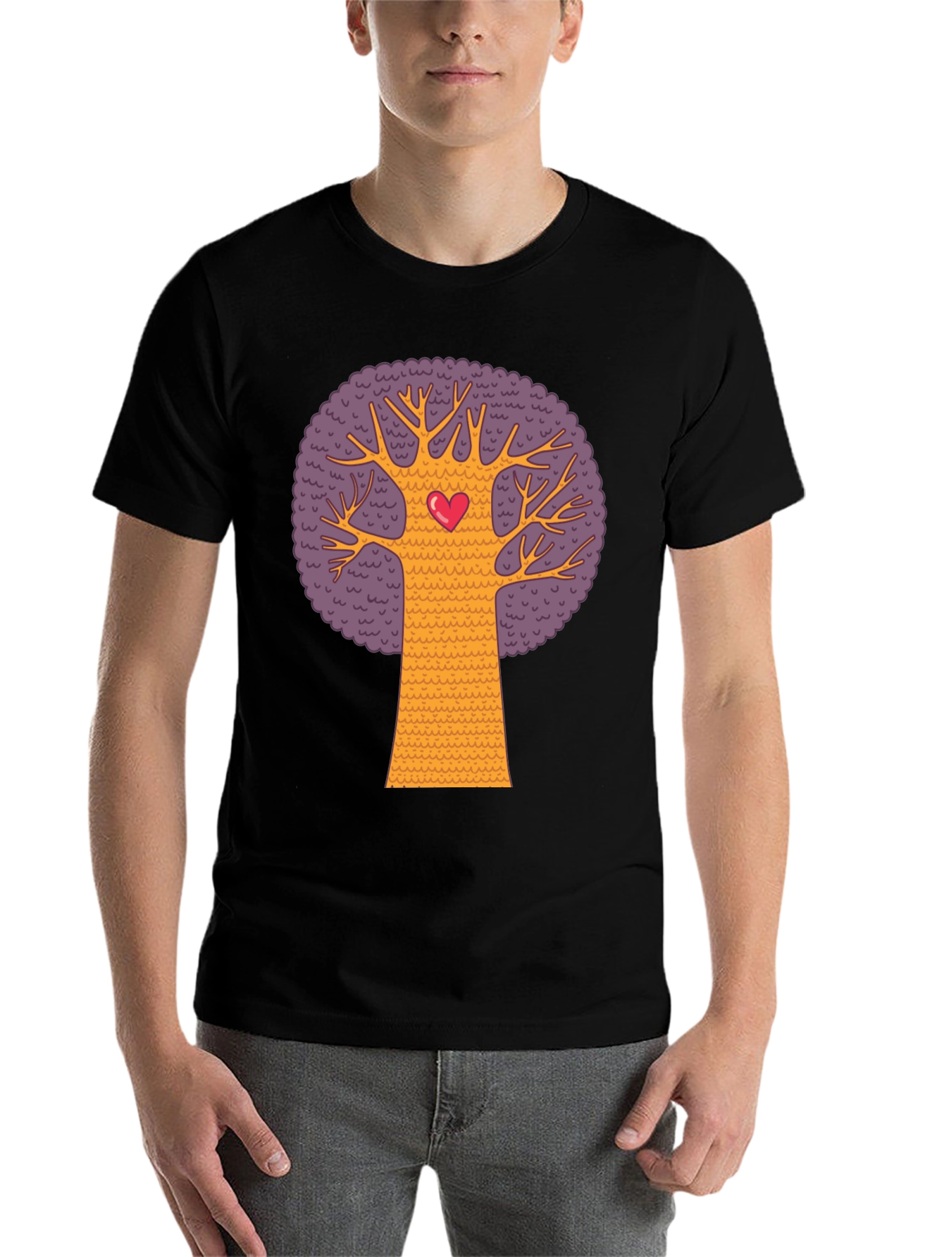 Black Heart Tree Graphic Tee - Black Cotton Blend T-Shirt view 7