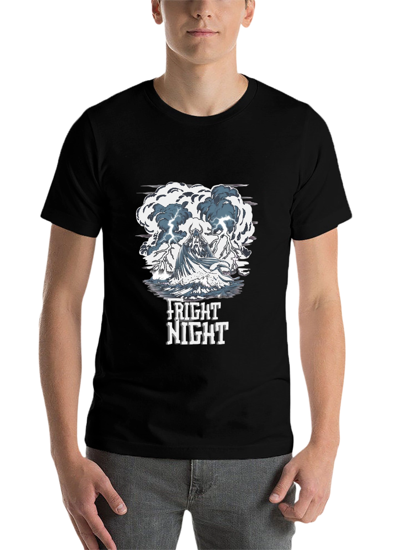 Black Fright Night Graphic Print T-Shirt view 7