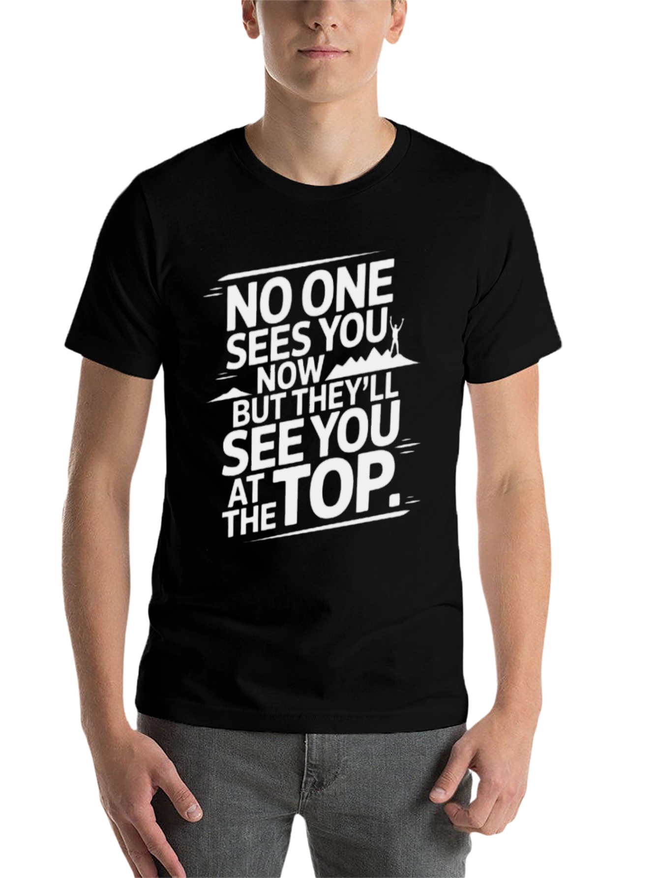Black Inspirational Climb T-Shirt - Reach the Top view 7
