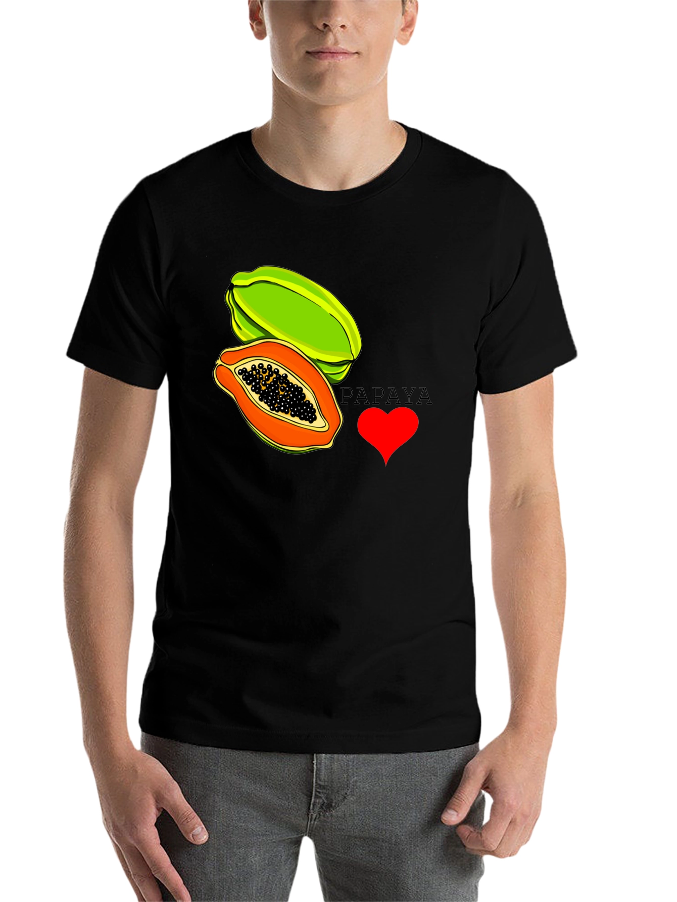 Black I Love Papaya Graphic T-Shirt - Fruit Lover Tee view 7