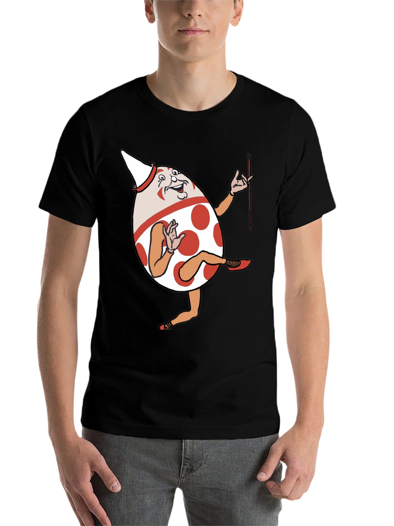 Black Funny Egg Cartoon Character Graphic T-Shirt view 7