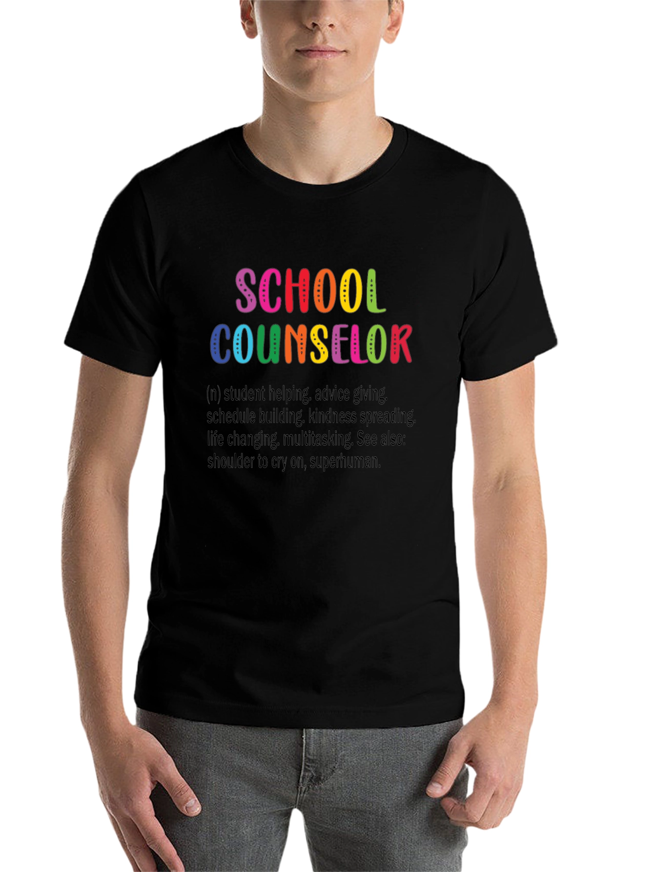 Black School Counselor Definition T-Shirt - Colorful Design view 7