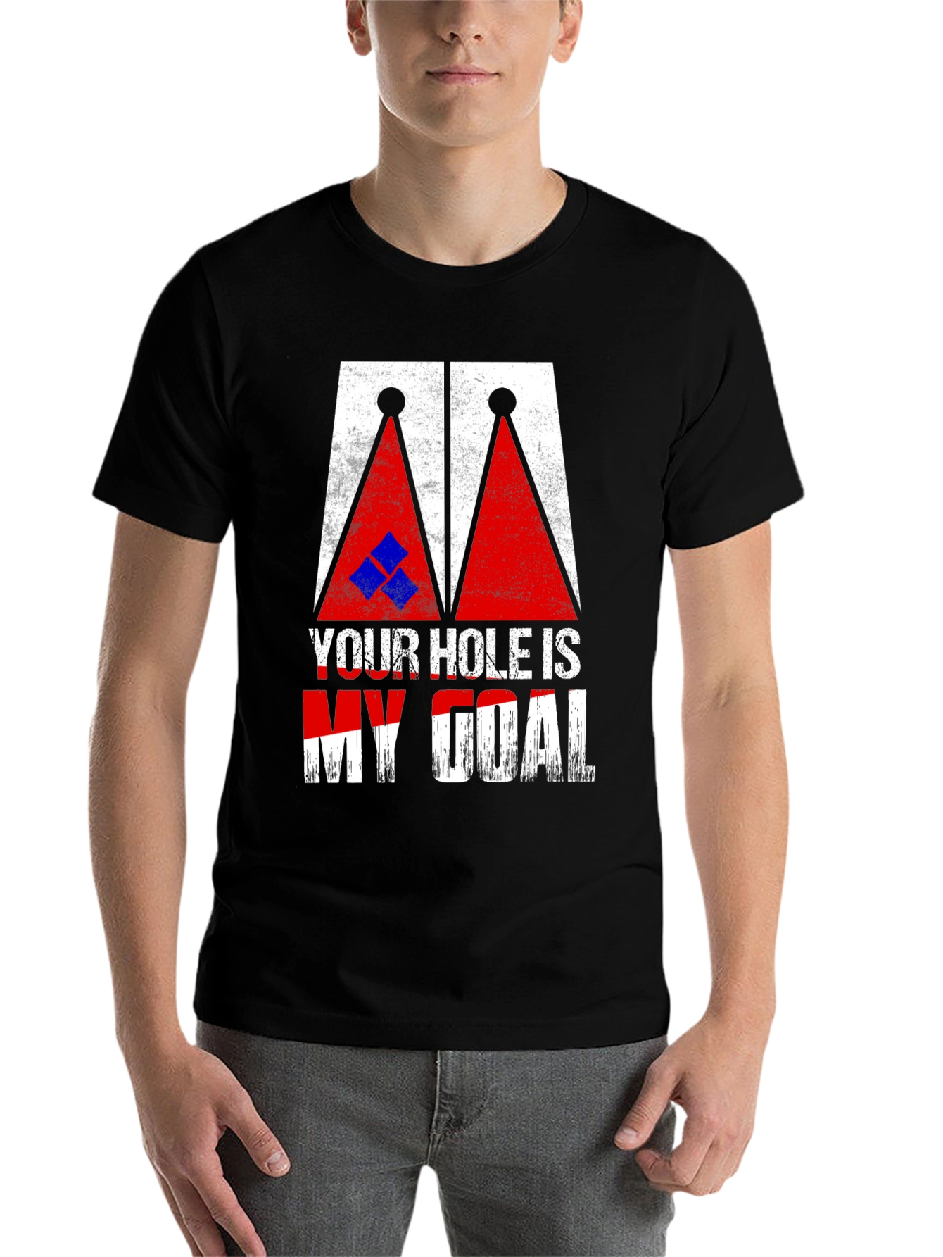 Black Cornhole T-Shirt: Your Hole Is My Goal Tee view 7