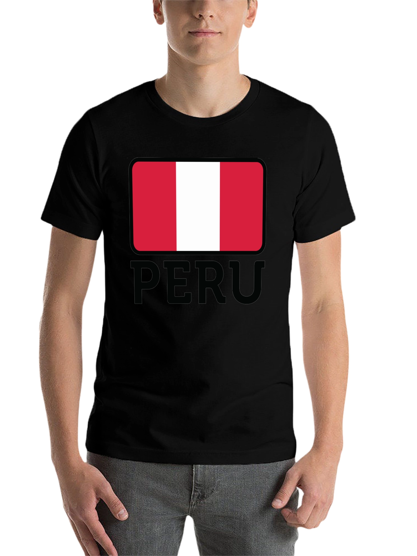 Peru Flag Graphic Tee - Black Cotton T-Shirt - 7