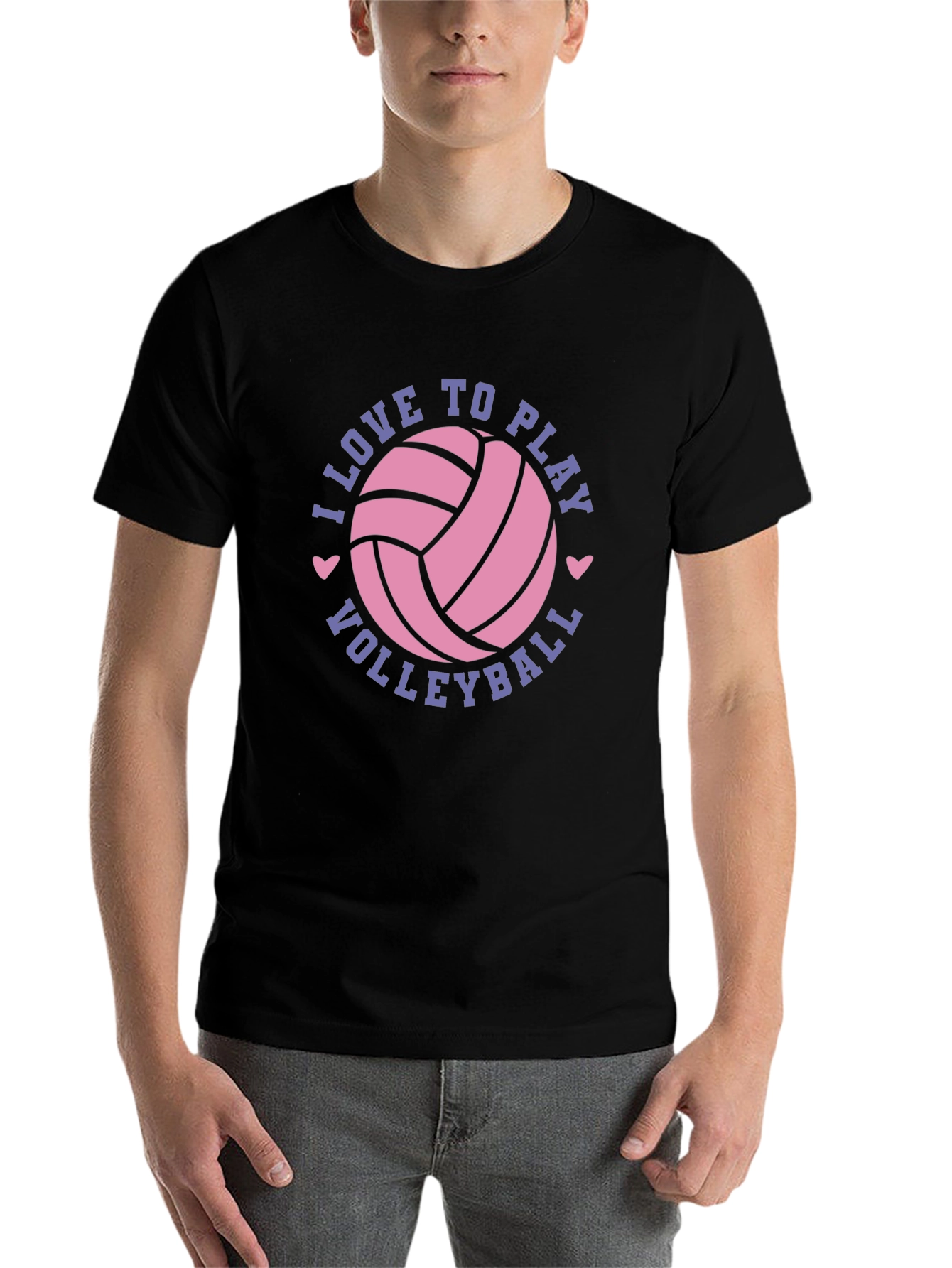 Black I Love to Play Volleyball Graphic Tee Shirt view 7