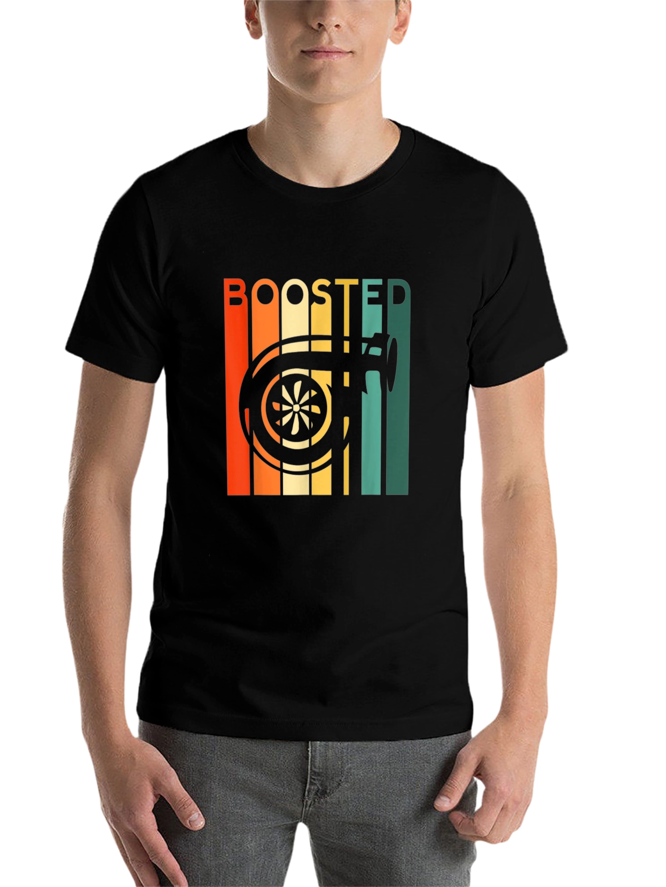 Black Boosted Turbo T-Shirt - Automotive Enthusiast Style view 7