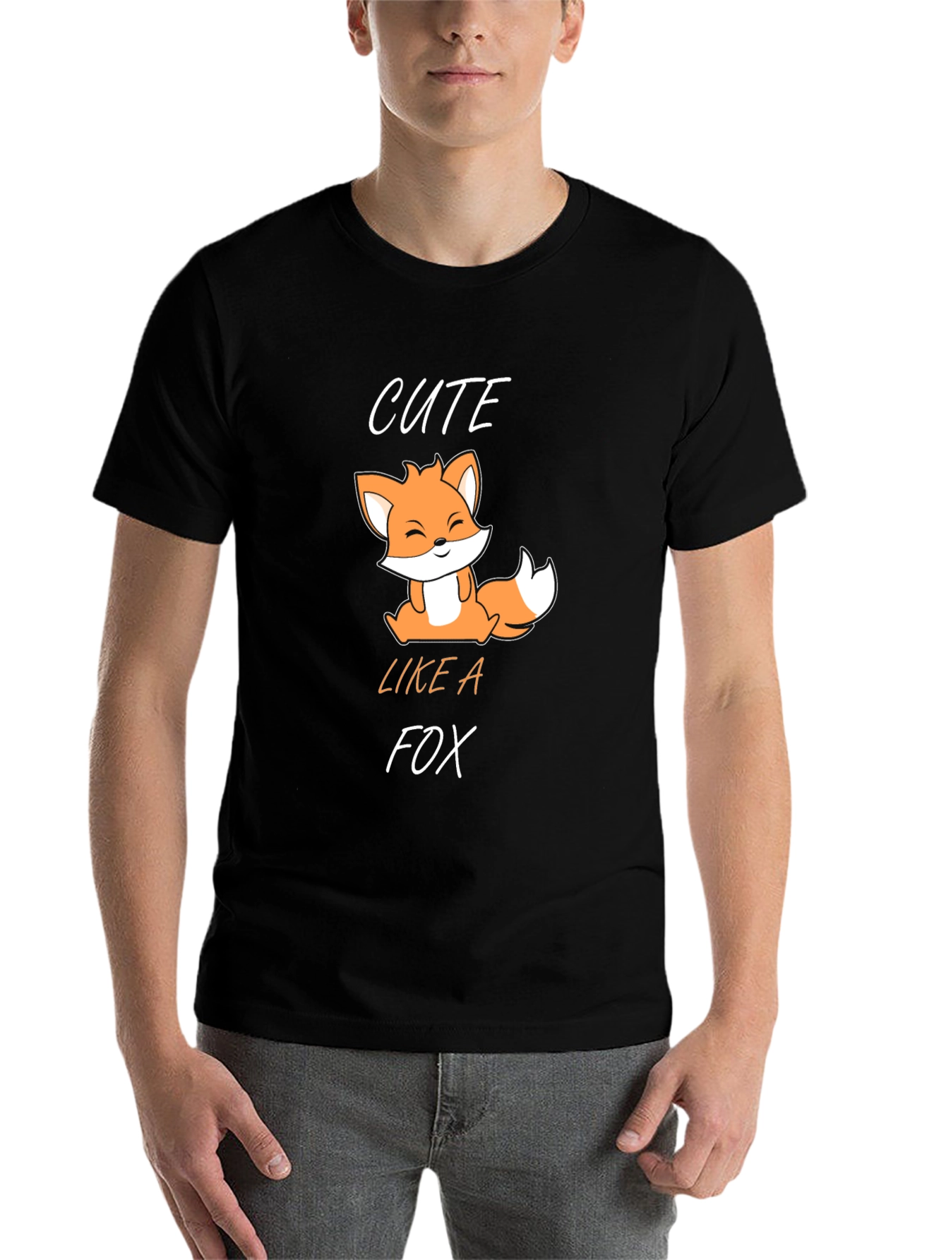 Black Cute Fox Graphic T-Shirt - Black view 7