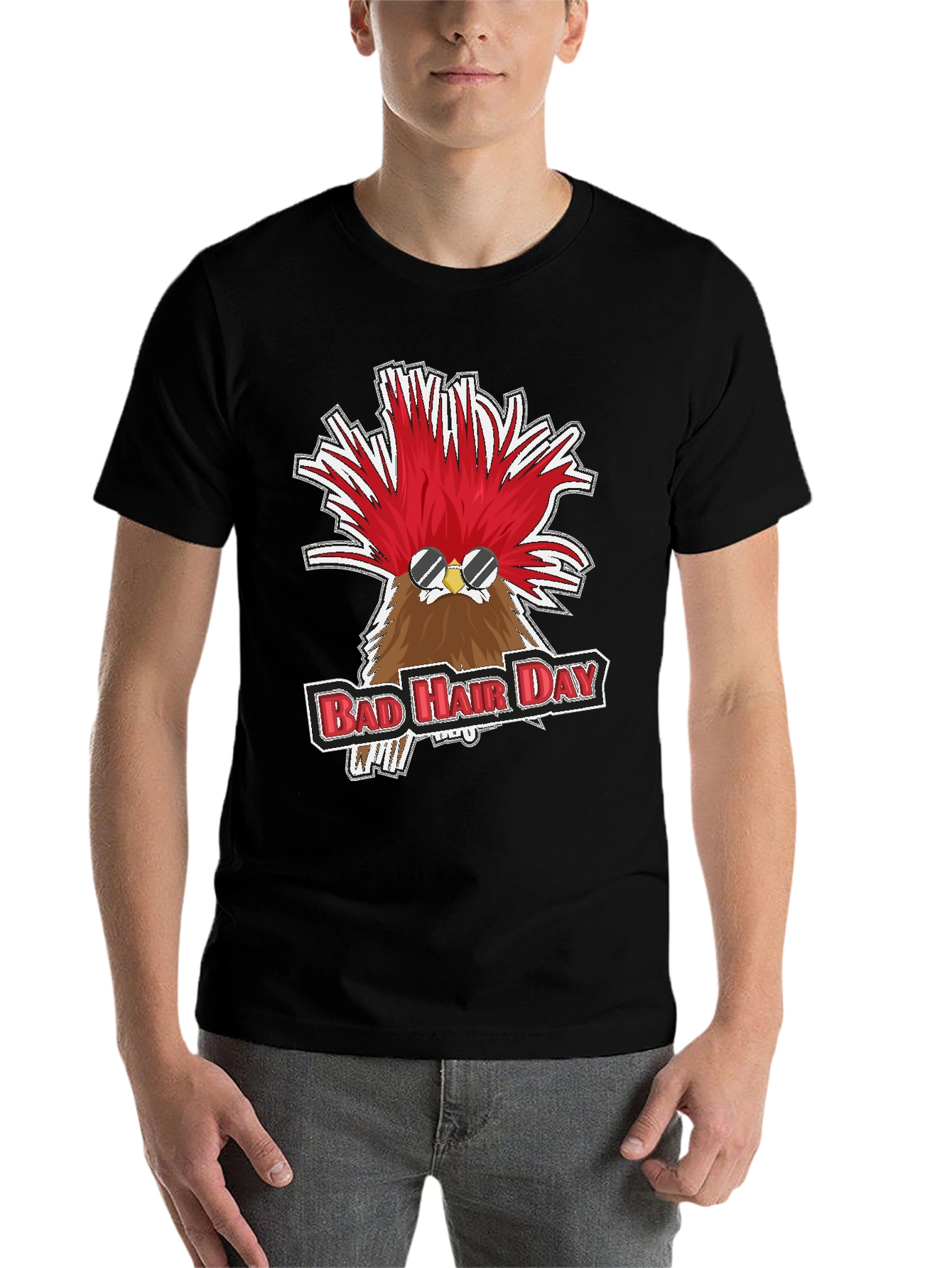 Black Bad Hair Day Chicken Graphic Tee view 7