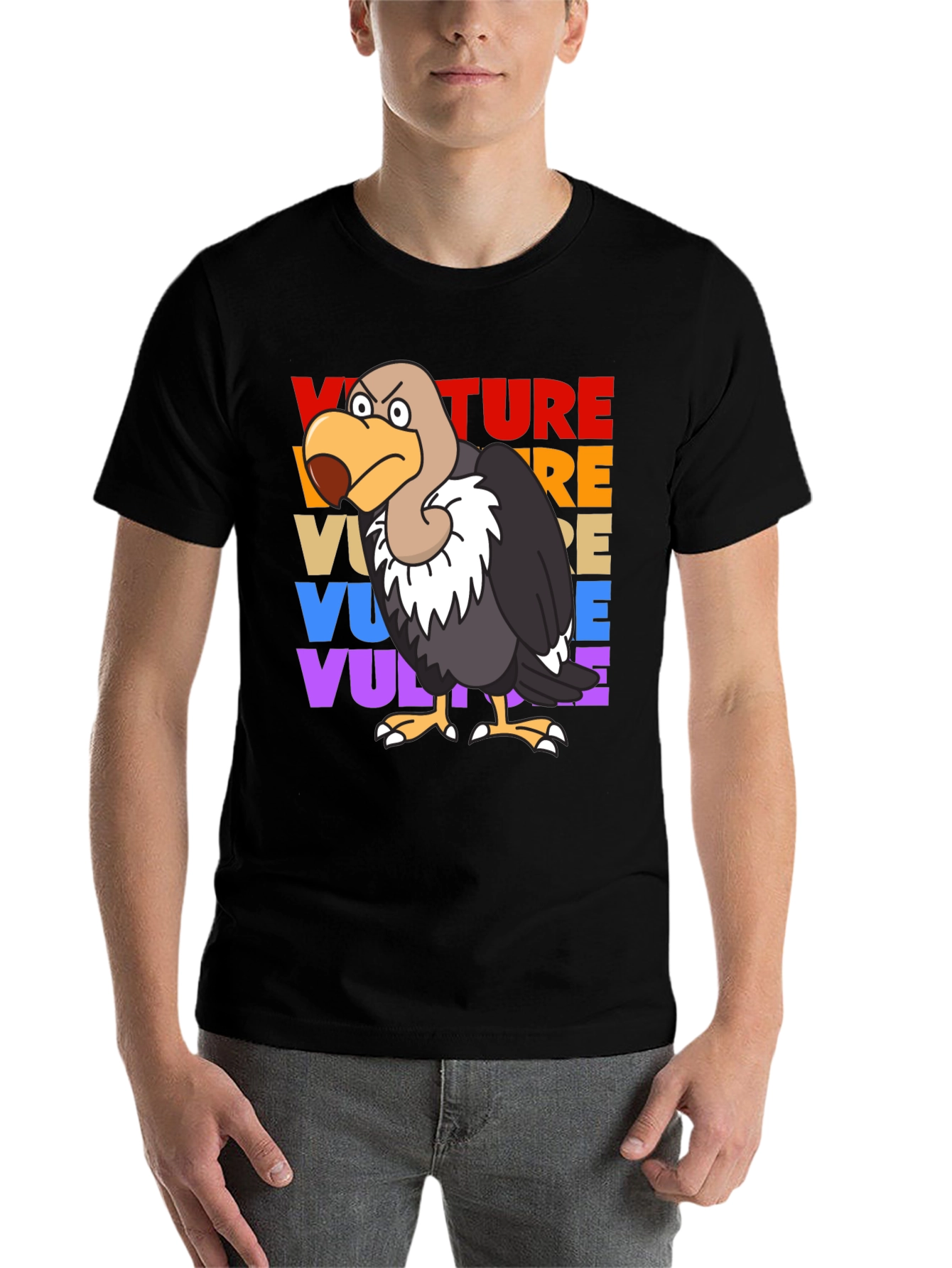 Black Vulture T-Shirt - Retro Style Cartoon Bird Tee view 7