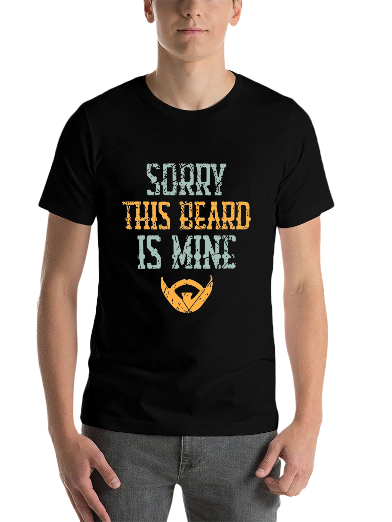Black Sorry This Beard Is Mine T-Shirt Funny Bearded Man Tee view 7