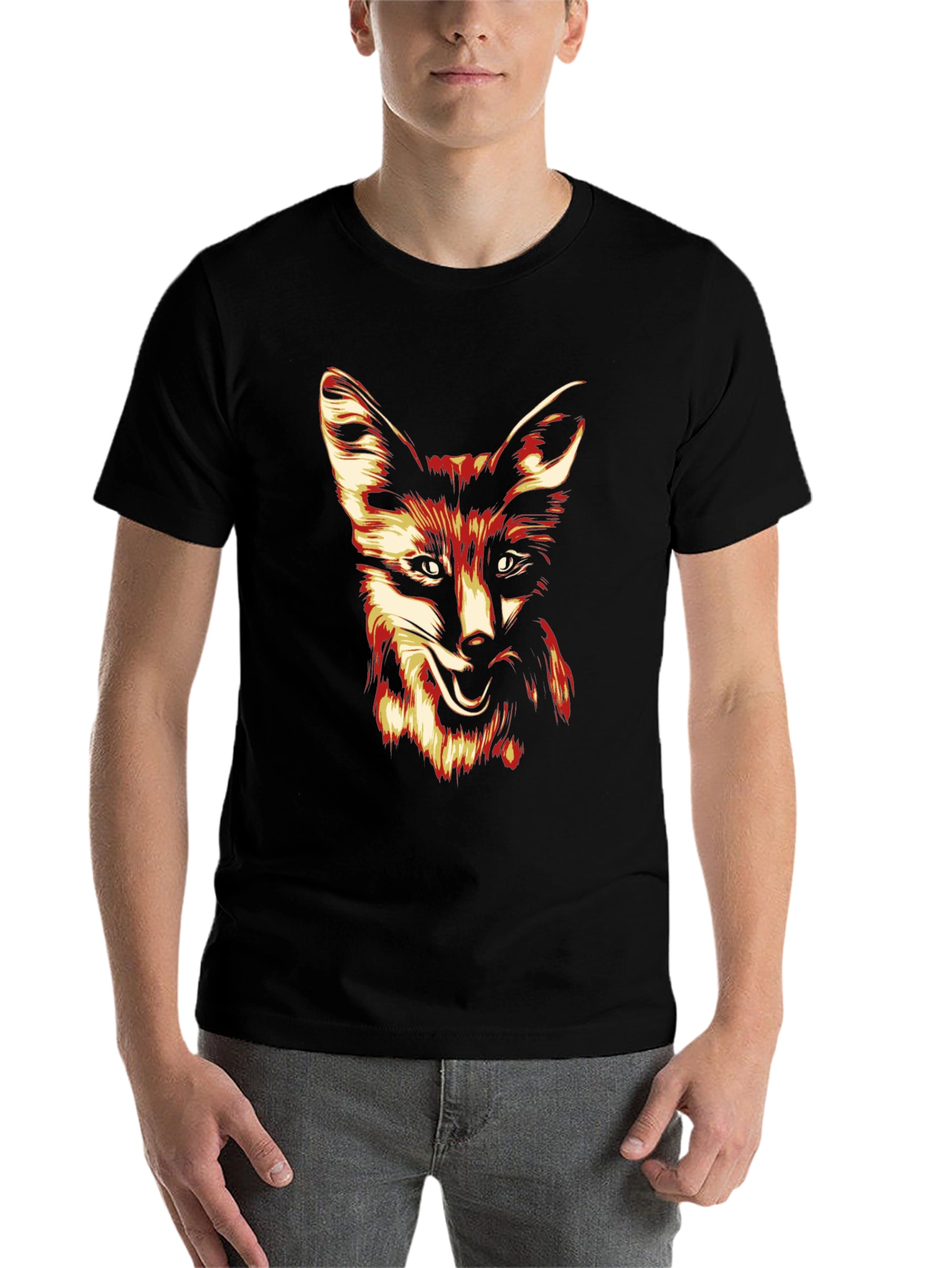 Black Fox Graphic Print Tee - Stylish Men's Black T-Shirt view 7