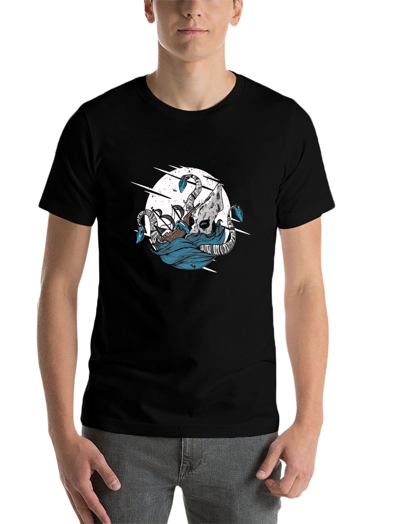 Black Kraken Attack Graphic Tee - Nautical Style view 7
