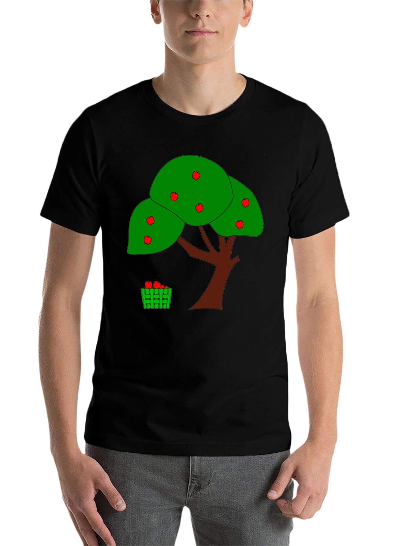 Black Apple Tree Graphic Print Black T-Shirt view 7