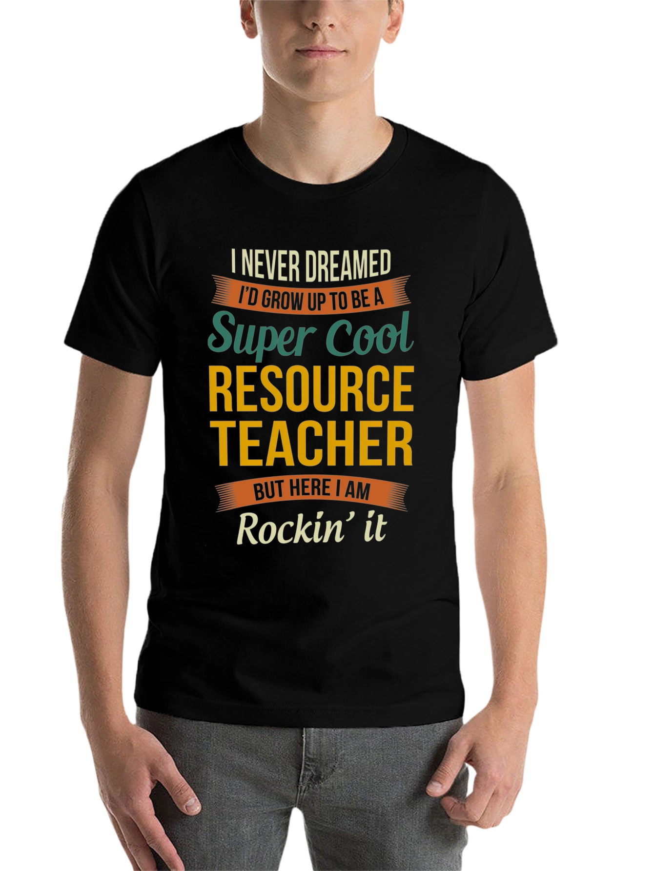 Black Super Cool Resource Teacher T-Shirt view 7
