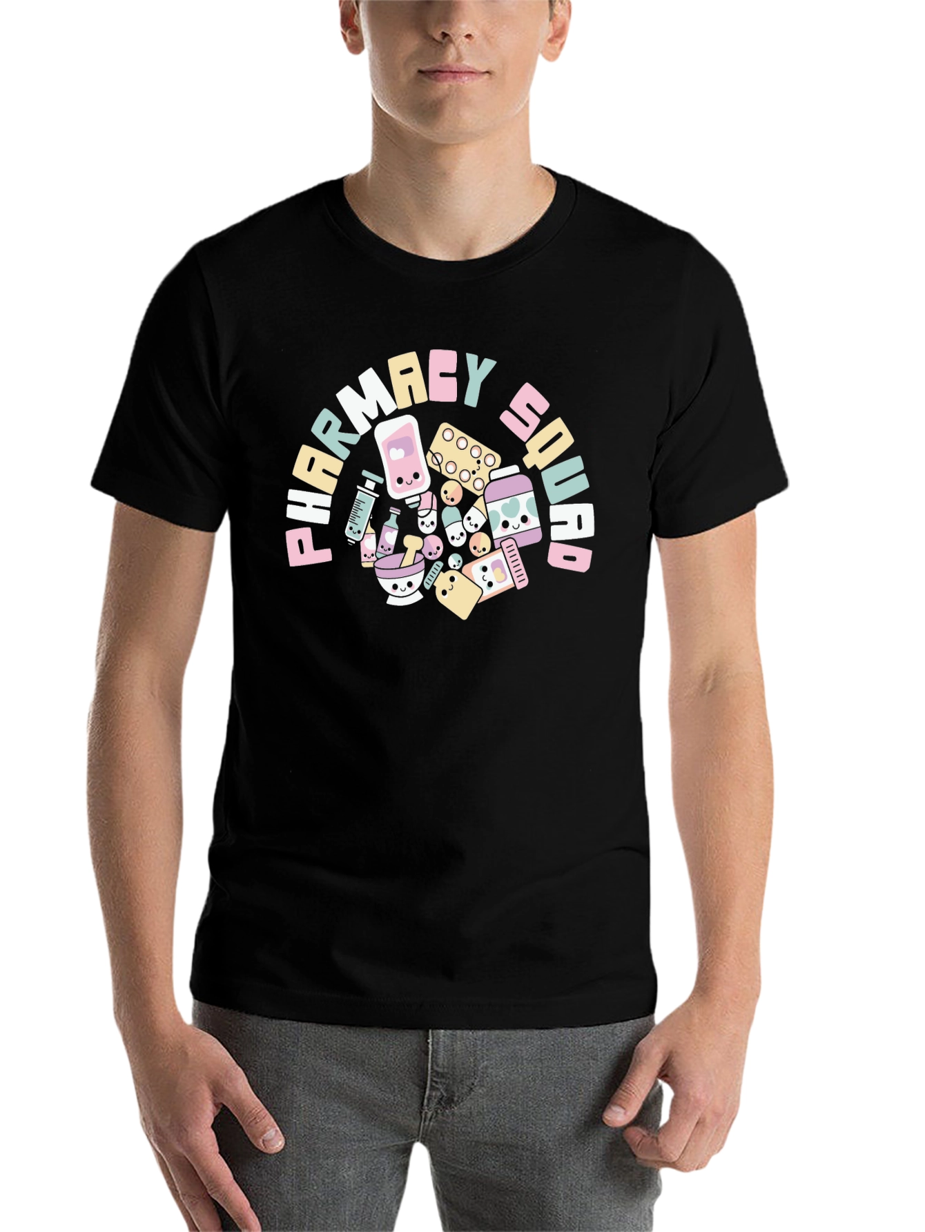 Black Pharmacy Squad T-Shirt - Cute Pill Design view 7