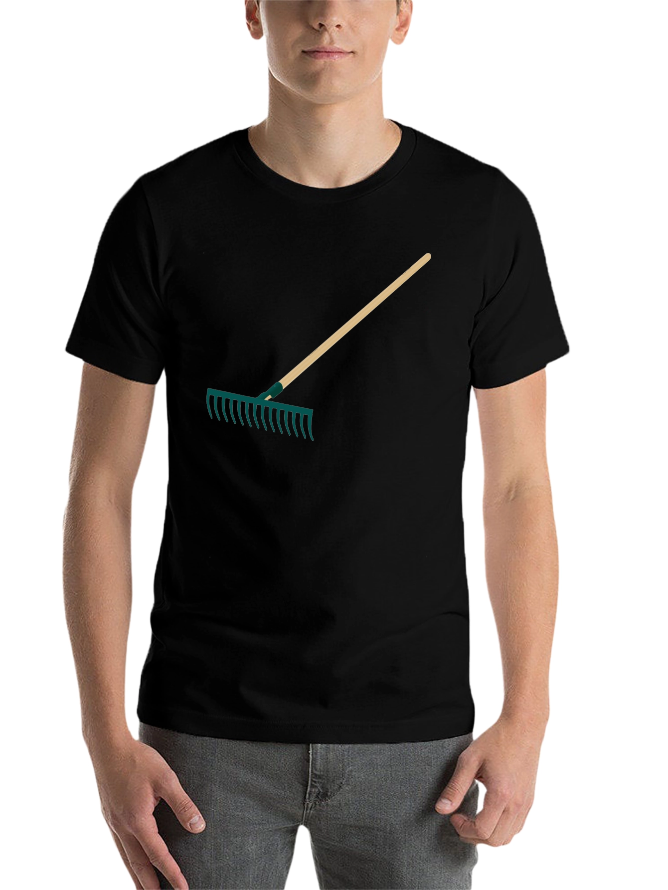 Black Rake Graphic Tee - Gardening Enthusiast Apparel view 7