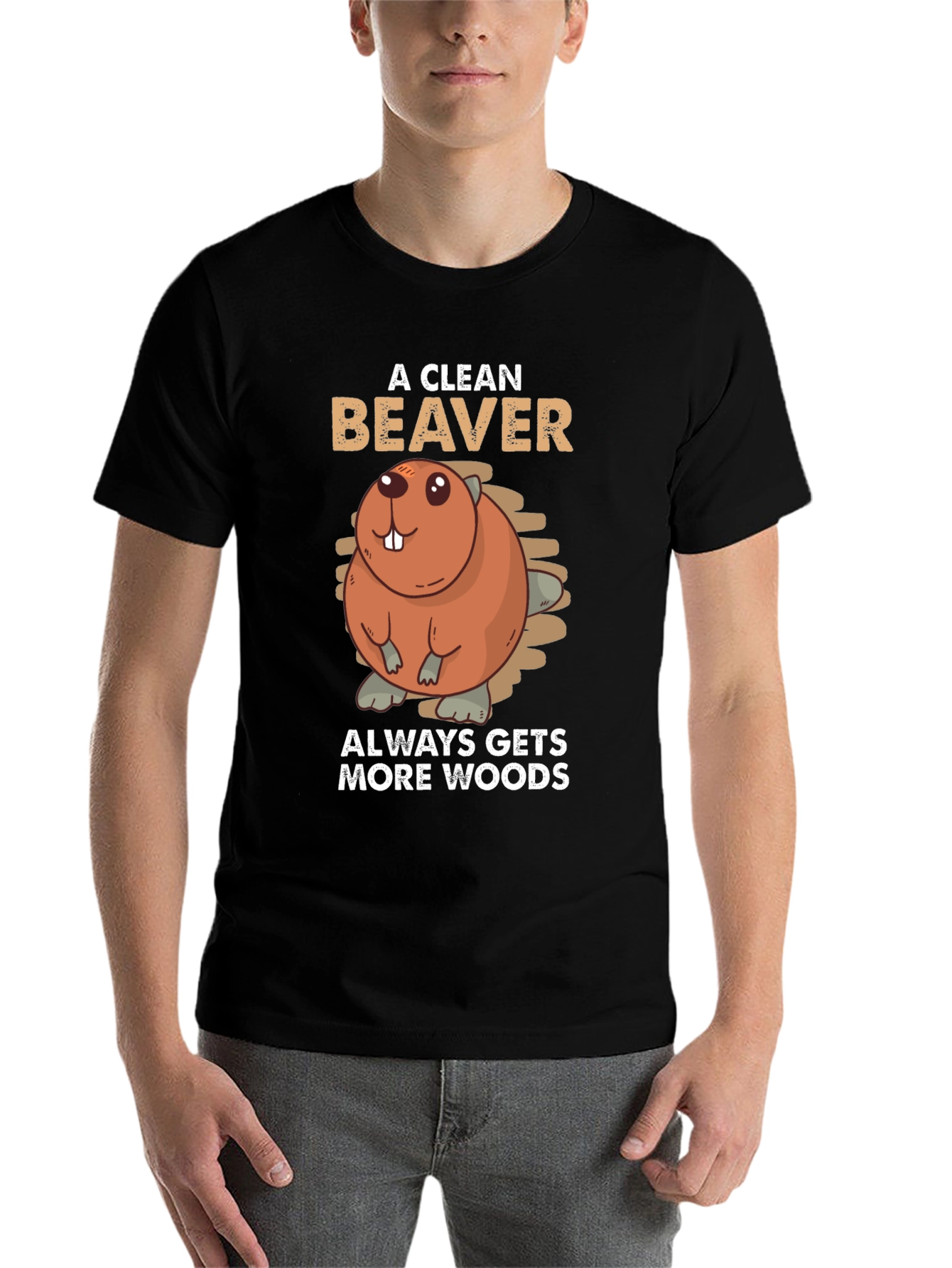 Black A Clean Beaver Always Gets More Woods T-Shirt view 7