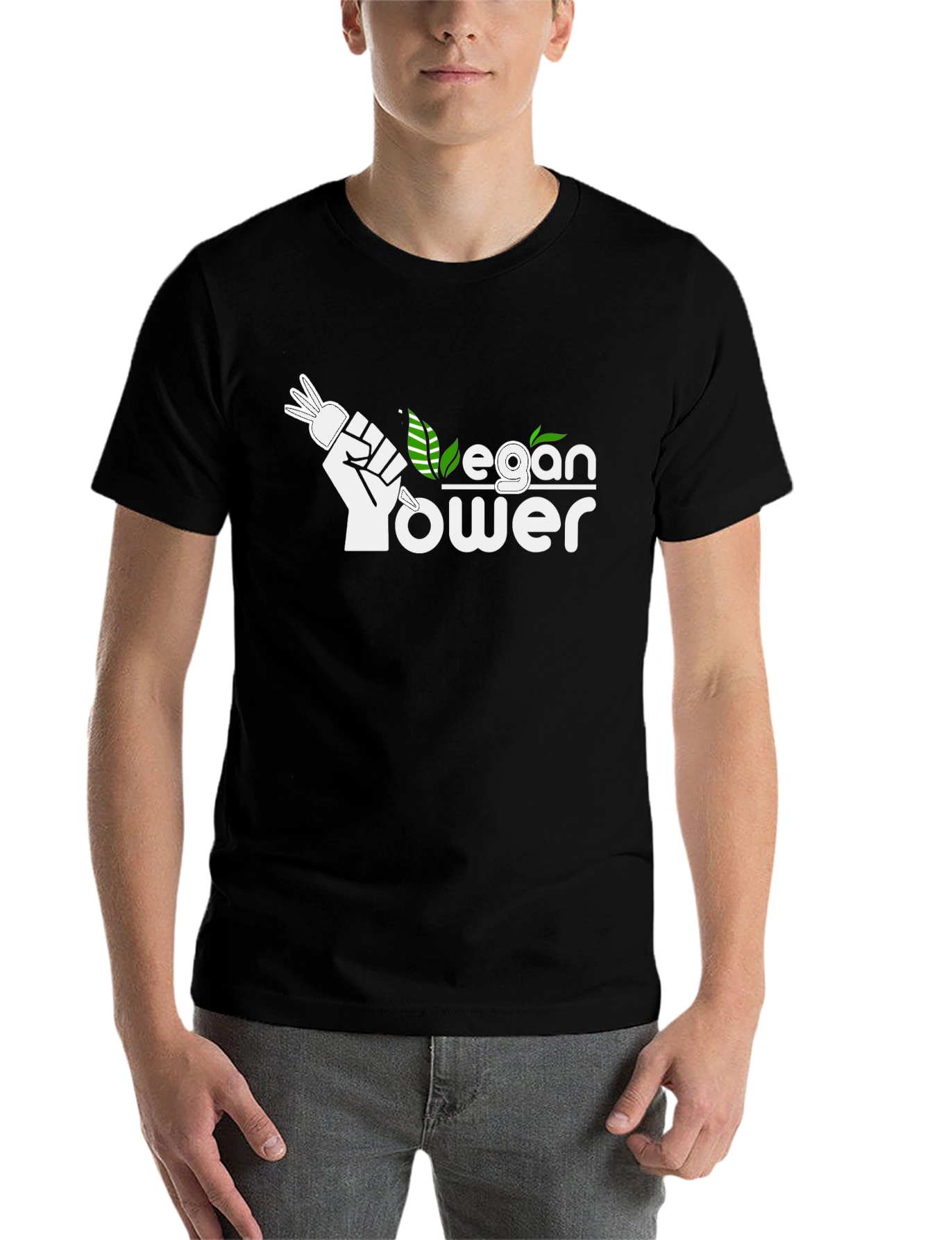 Black Vegan Power Black T-Shirt view 7