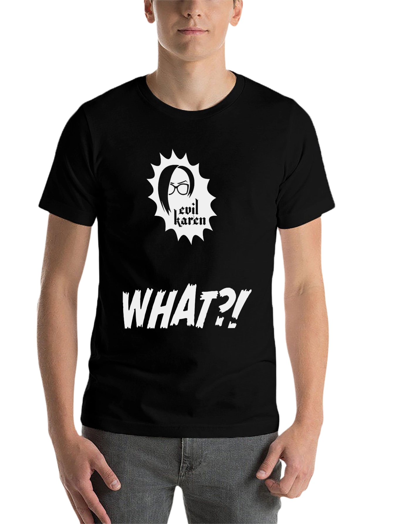 Black Evil Karen What?! Graphic Novelty T-Shirt view 7