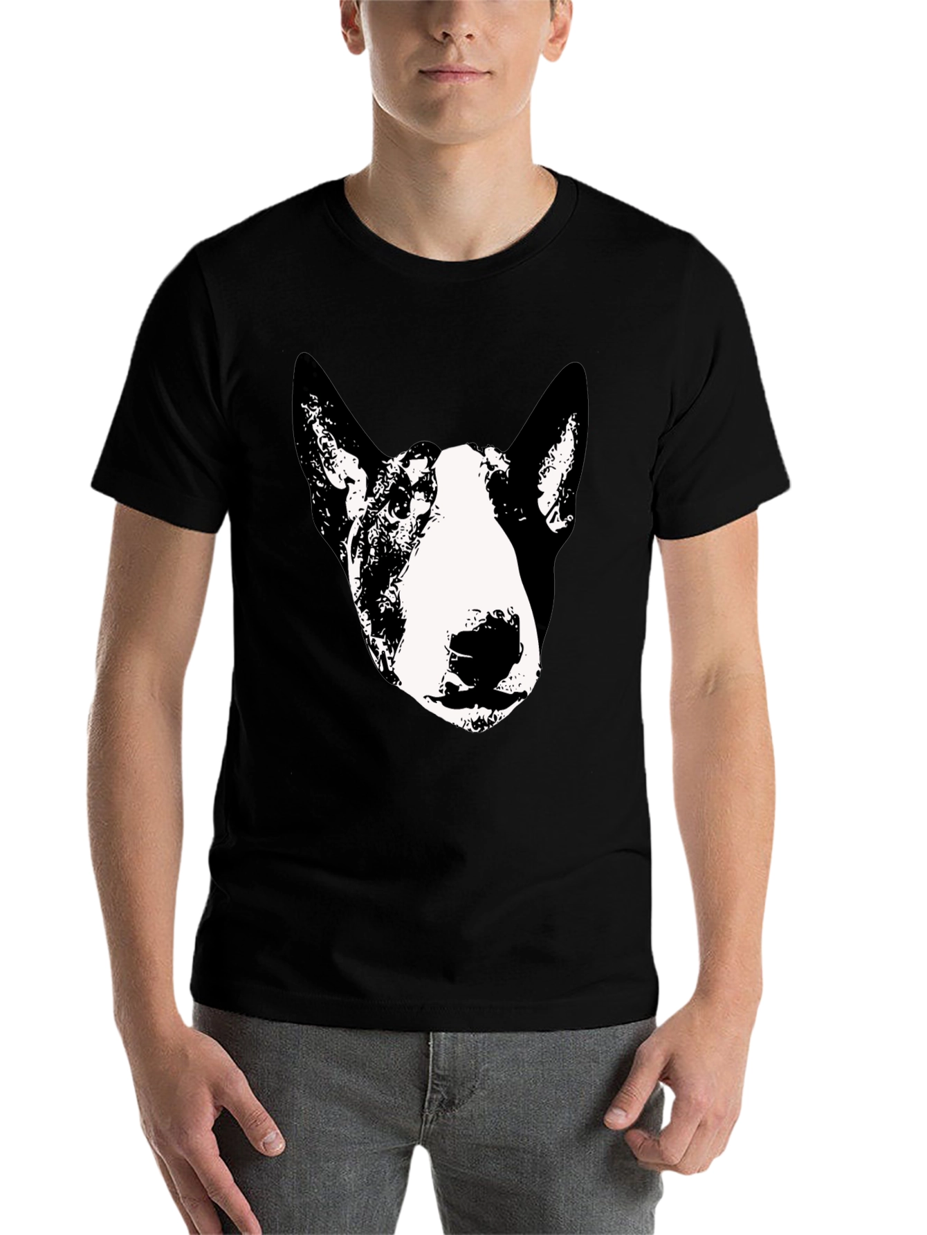 Black Bull Terrier Graphic Tee - Black Cotton Blend view 7