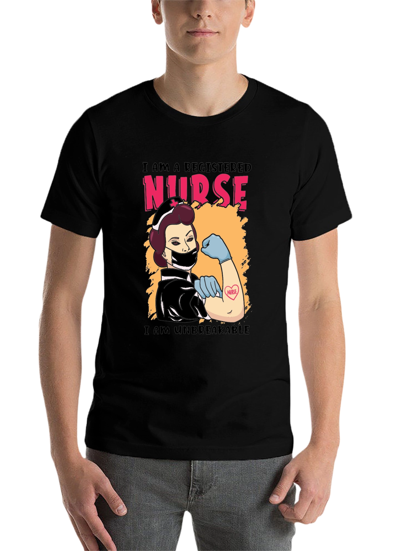 Black Registered Nurse Unbreakable Graphic T-Shirt view 7