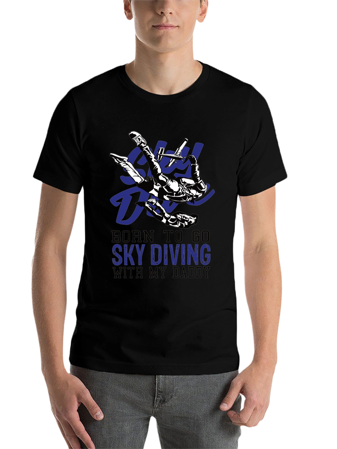 Black Skydiving Daddy T-Shirt | Born To Go Sky Diving view 7