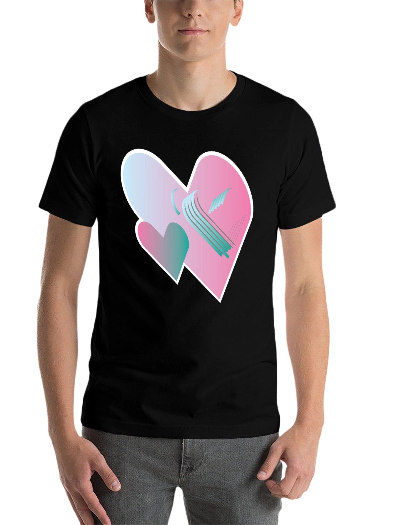 Black Heart Harp Graphic Tee - Modern Design view 7