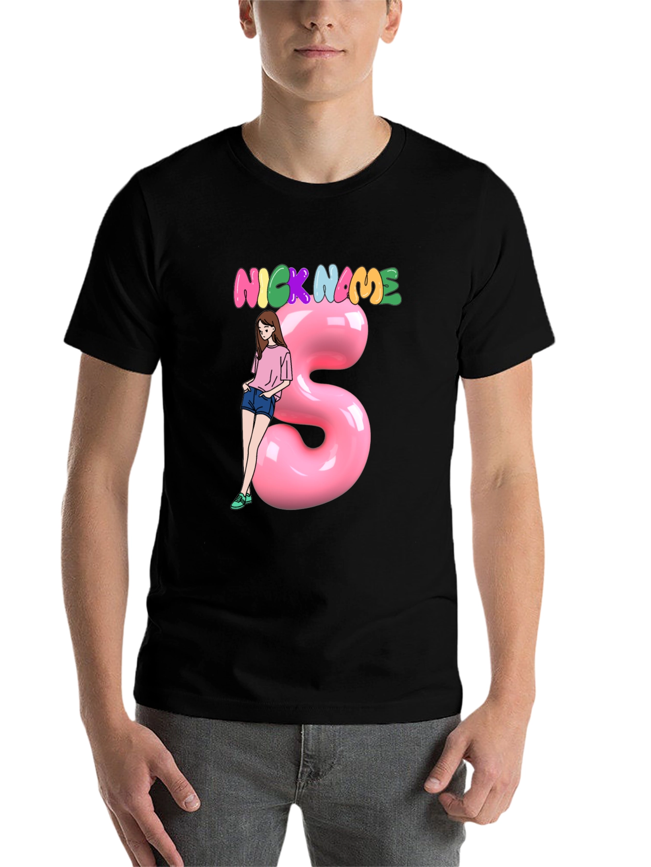 Black Nickname Girl Graphic T-Shirt - Unisex view 7