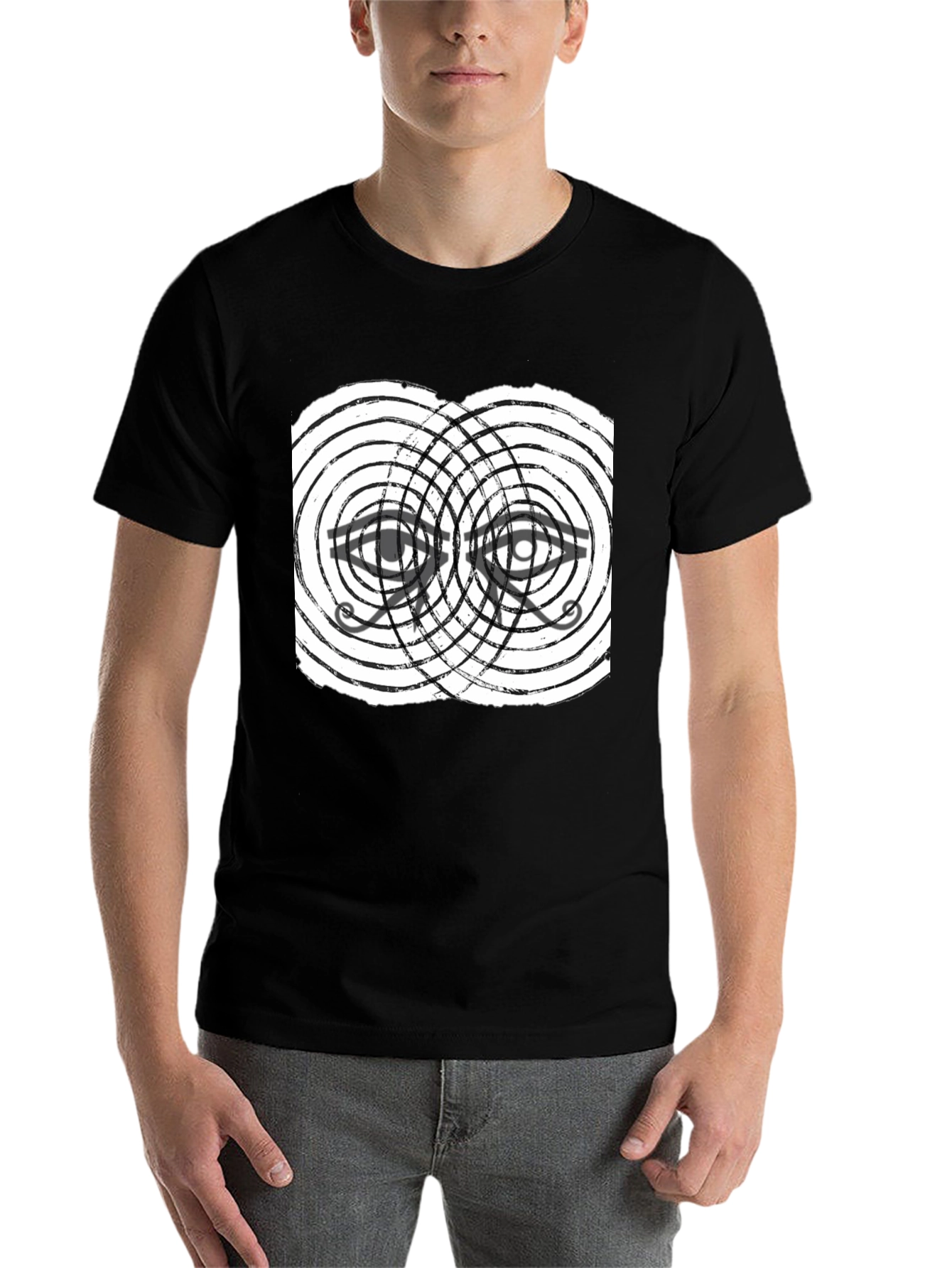 Black Eye of Horus Graphic Tee - Black Cotton T-Shirt view 7