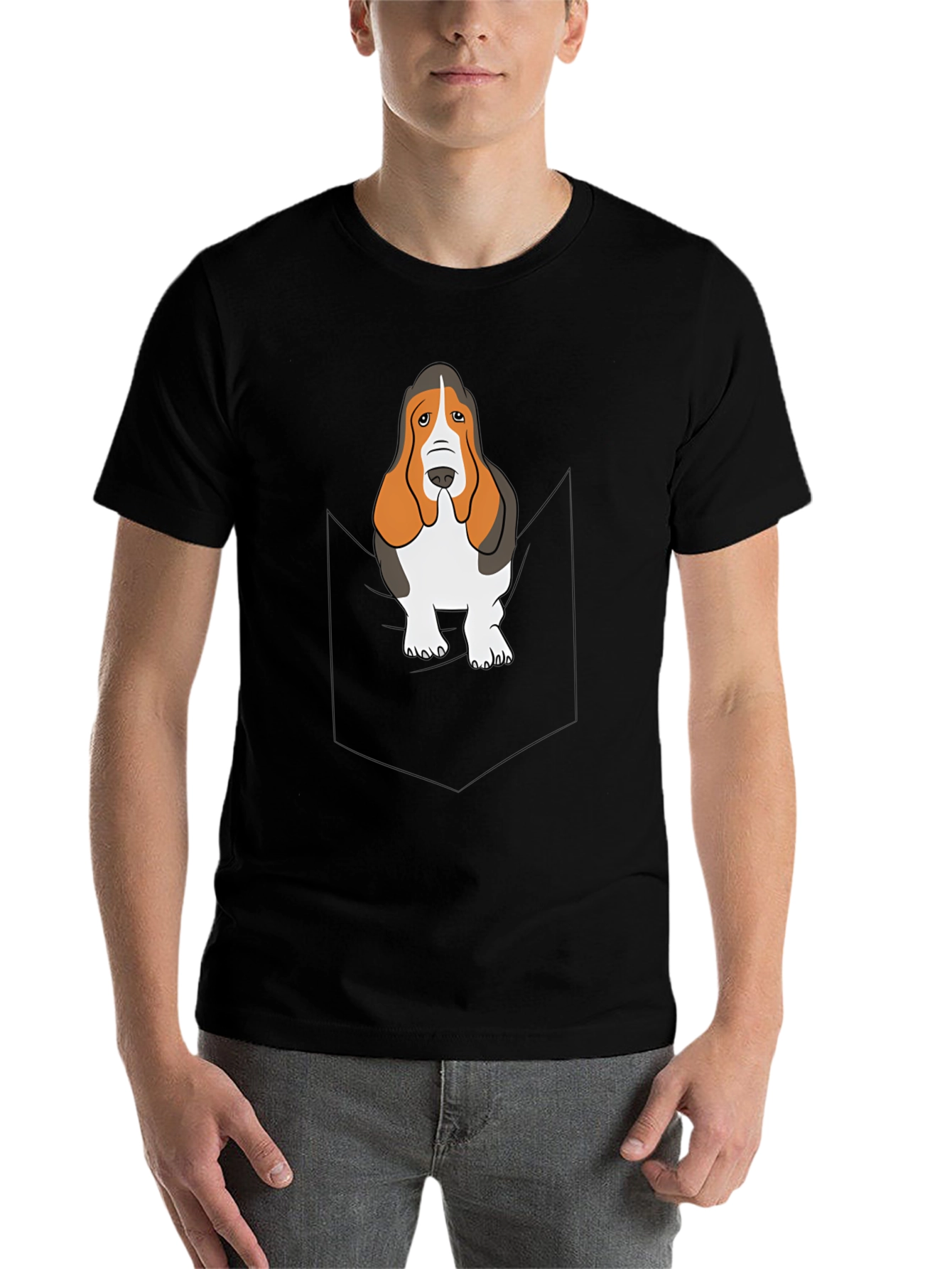 Black Basset Hound Pocket T-Shirt - Dog Lover Tee view 7