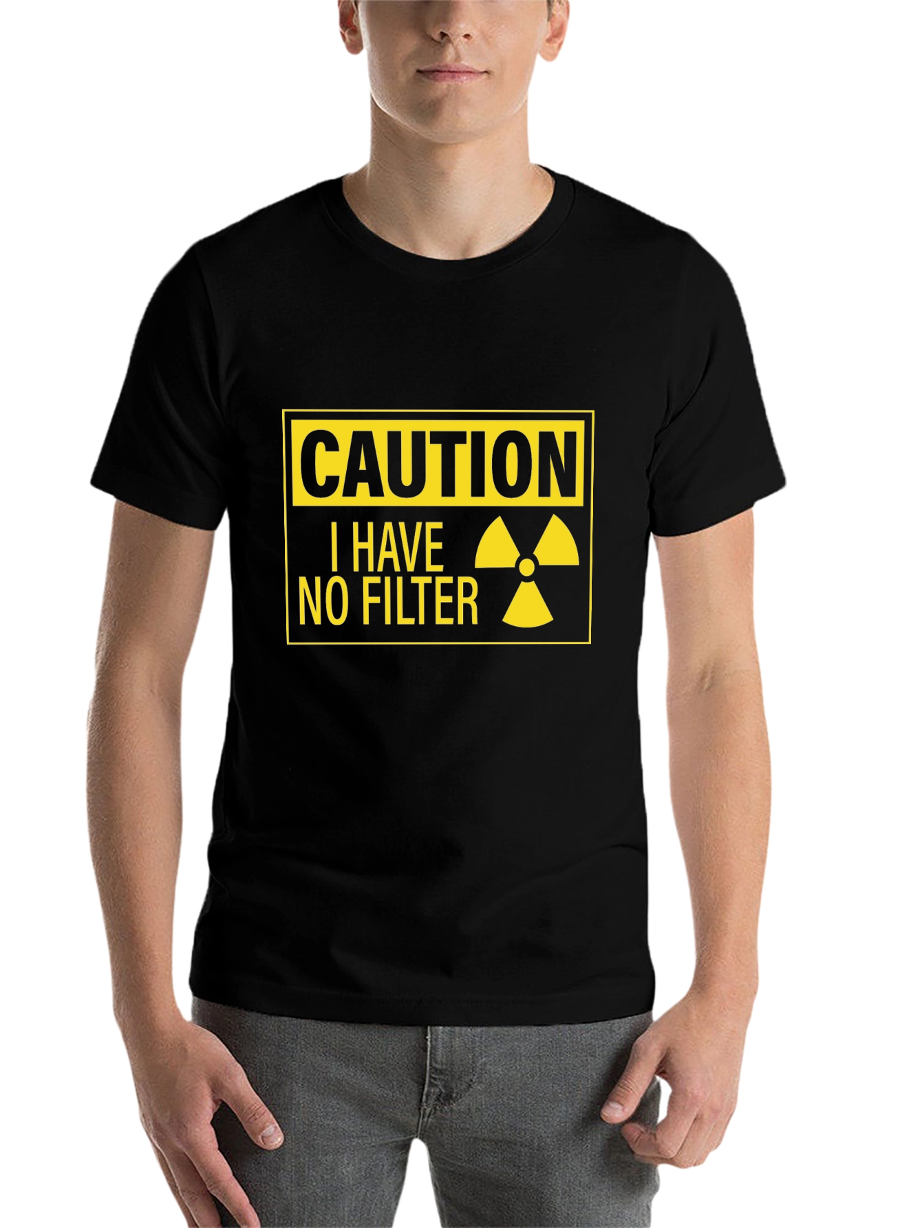 Black Caution I Have No Filter Black T-Shirt view 7